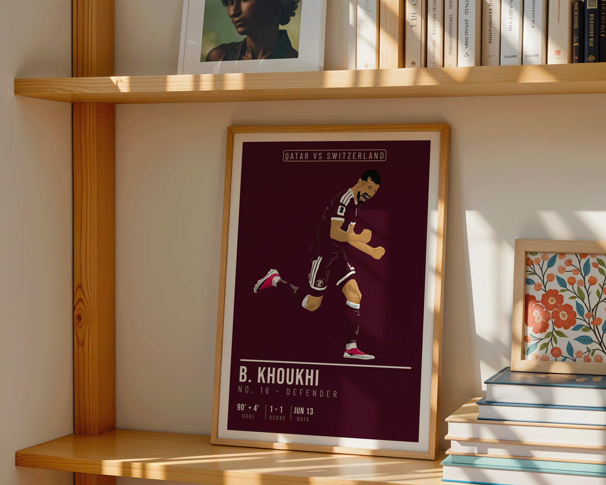 Boualem Khoukhi Qatar Poster | Hand-Drawn Illustration | World Cup Football Art | Soccer Fan Gift