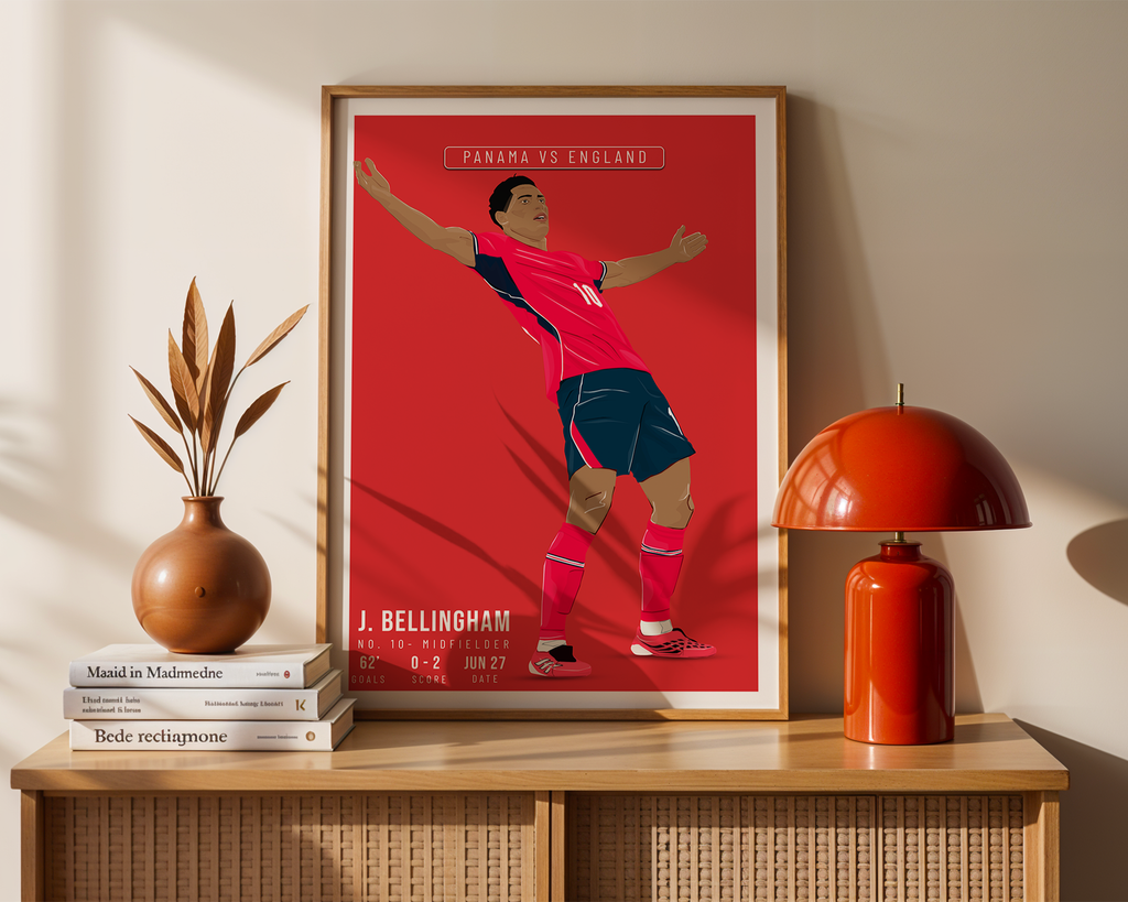 Jude Bellingham England Poster | Hand-Drawn Illustration | World Cup Football Art