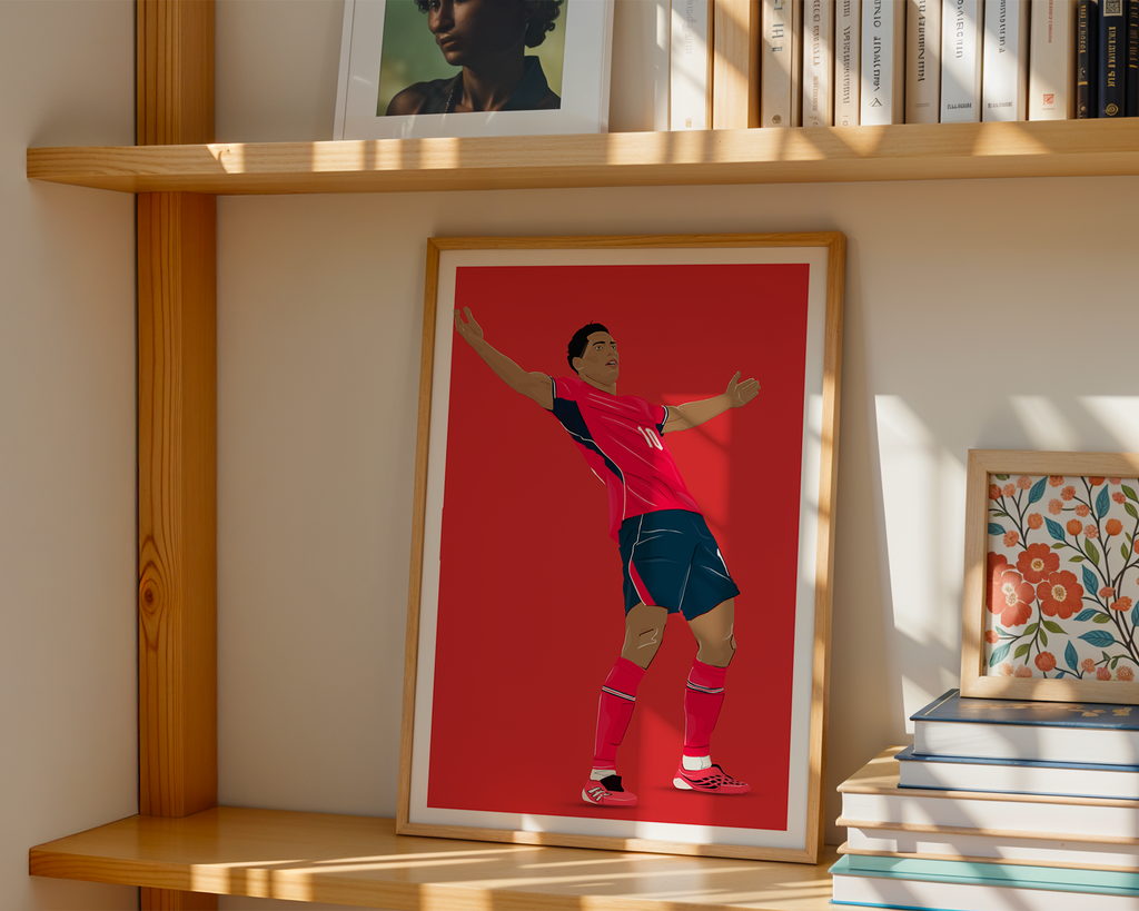 Jude Bellingham England Poster | Hand-Drawn Illustration | World Cup Football Art