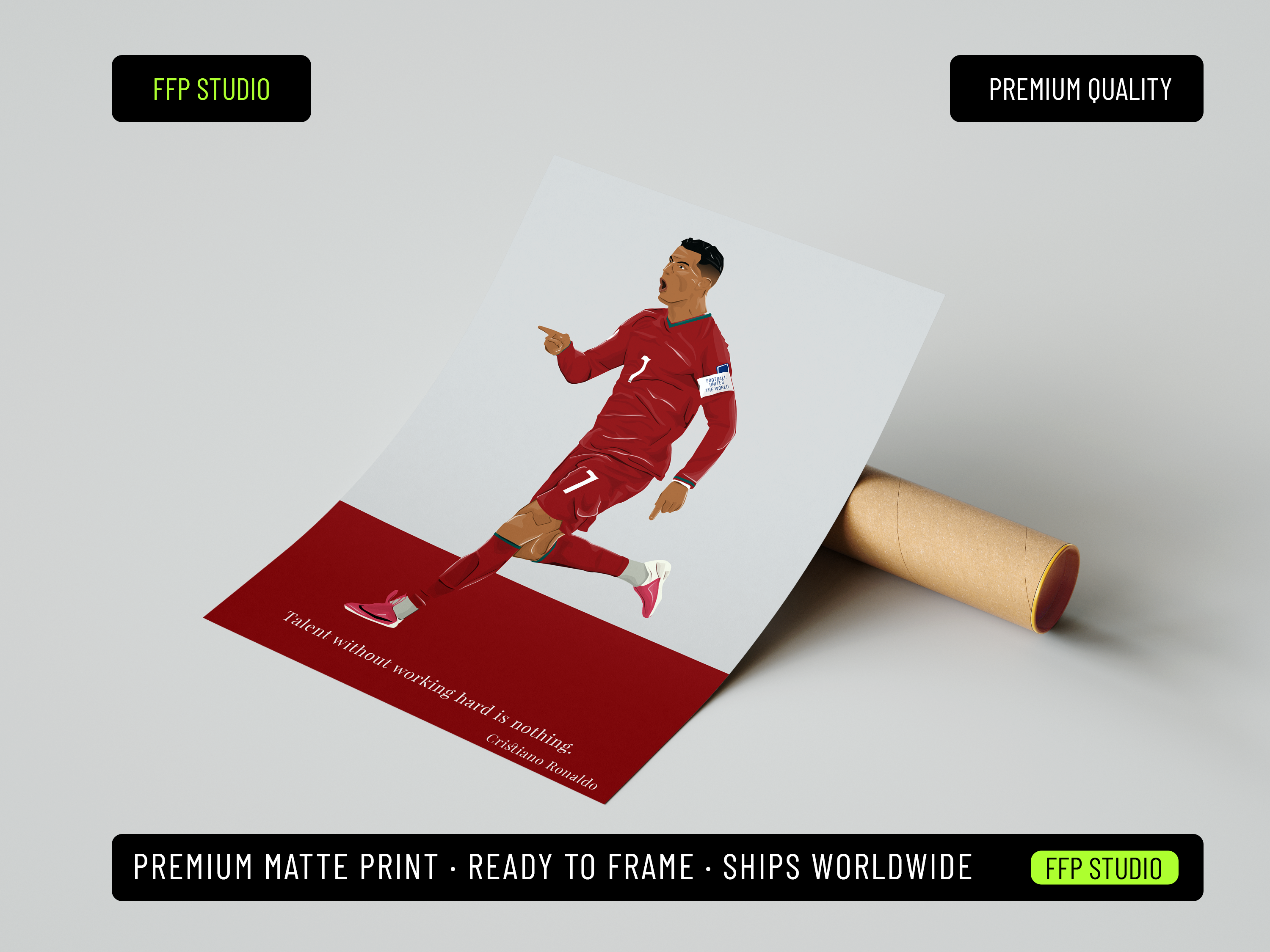 Cristiano Ronaldo Portugal | Quote Poster | Hand-Drawn Illustration