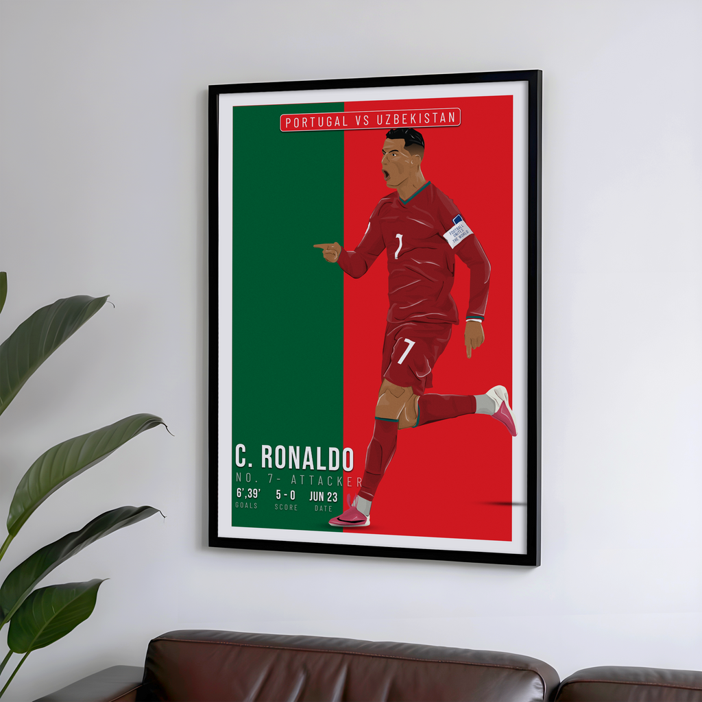 Cristiano Ronaldo Portugal Poster | Hand-Drawn Illustration | World Cup Football Art