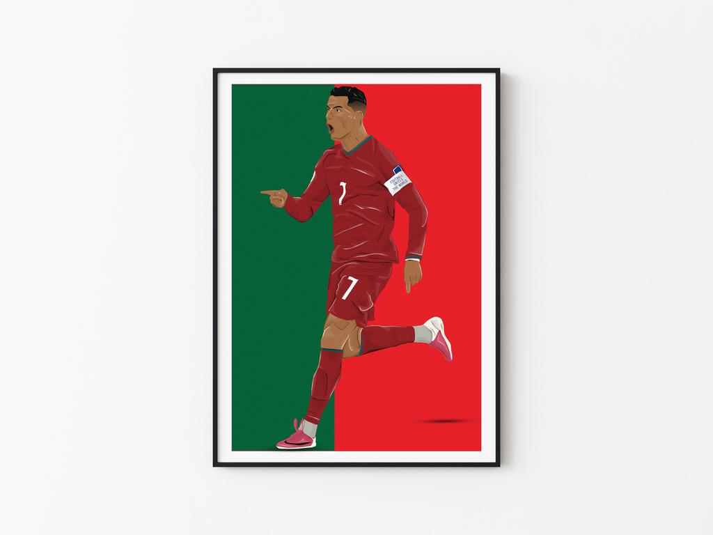 Cristiano Ronaldo Portugal Poster | Hand-Drawn Illustration | World Cup Football Art