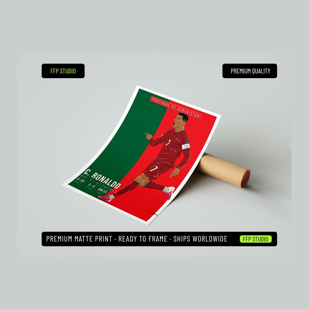 Cristiano Ronaldo Portugal Poster | Hand-Drawn Illustration | World Cup Football Art
