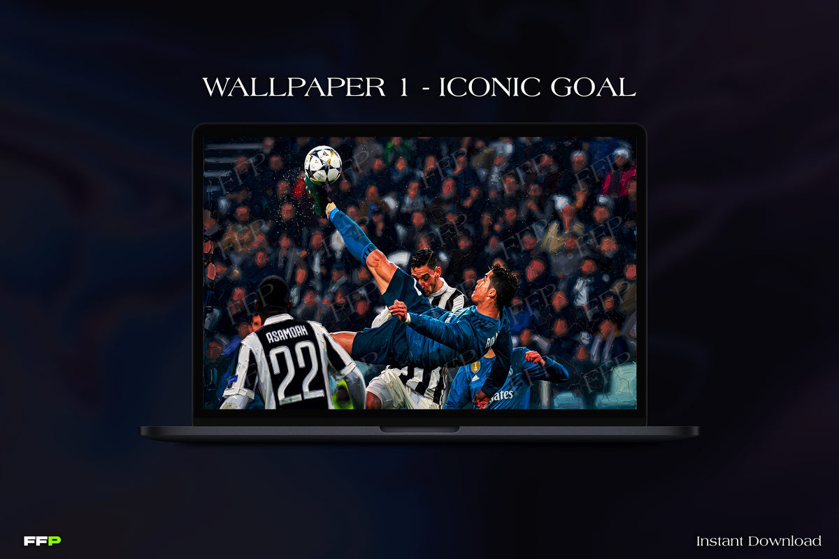 CR7 Desktop Wallpaper Pack – 5 Painted Wallpapers for MacBook & PC | Digital Download
