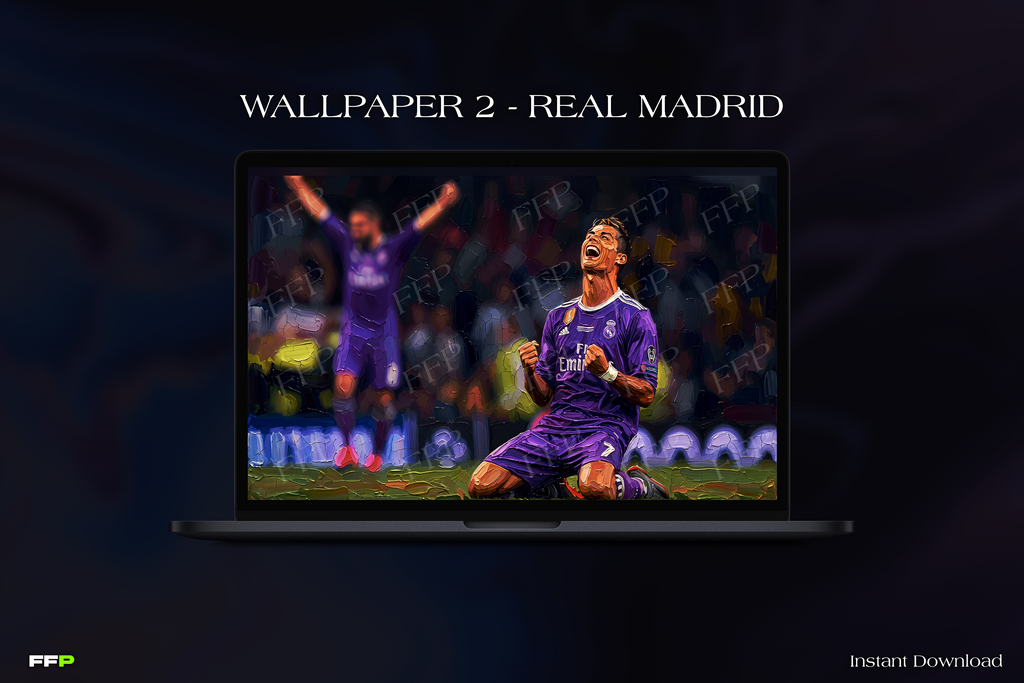 CR7 Desktop Wallpaper Pack – 5 Painted Wallpapers for MacBook & PC | Digital Download