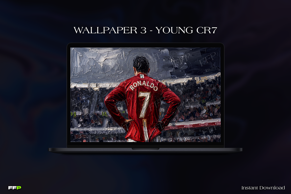 CR7 Desktop Wallpaper Pack – 5 Painted Wallpapers for MacBook & PC | Digital Download