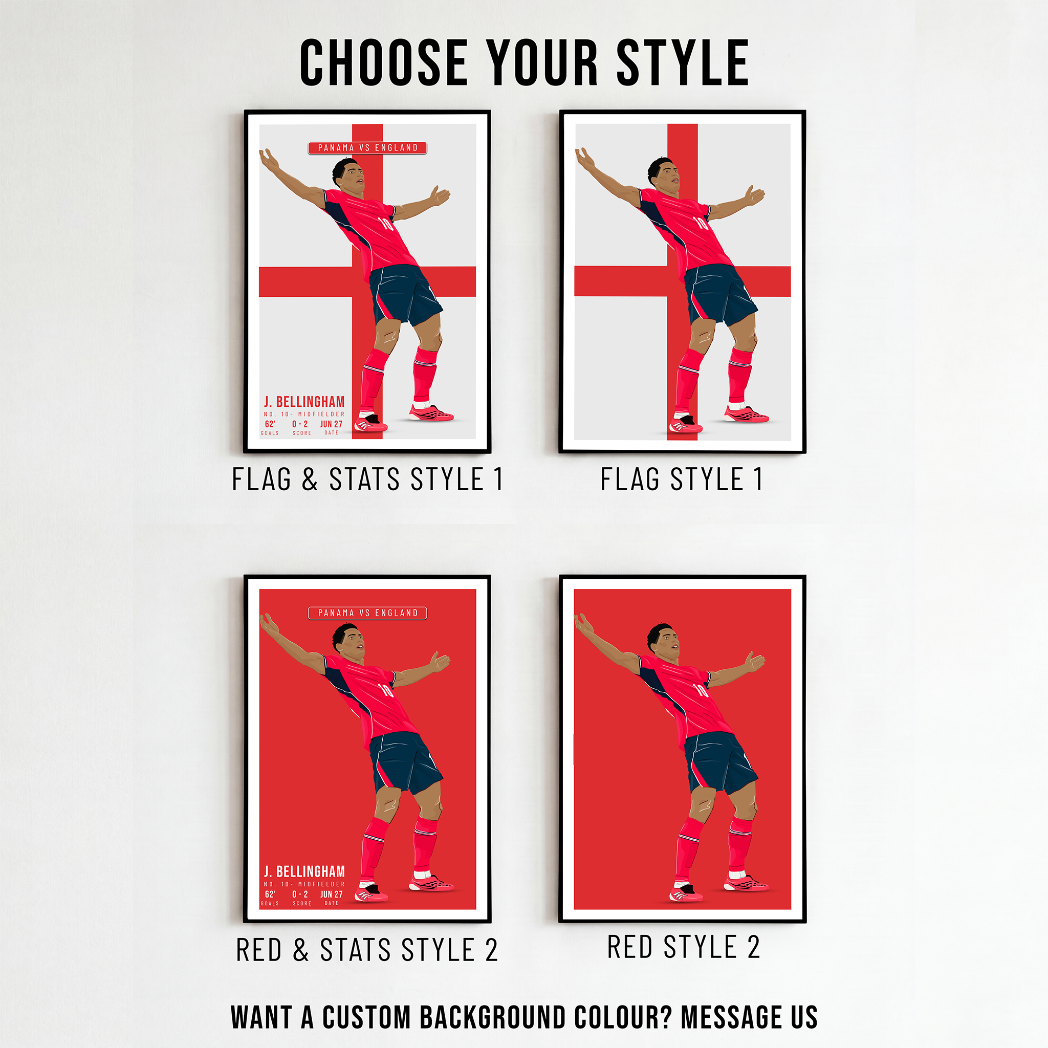 Jude Bellingham England Poster | Hand-Drawn Illustration | World Cup Football Art