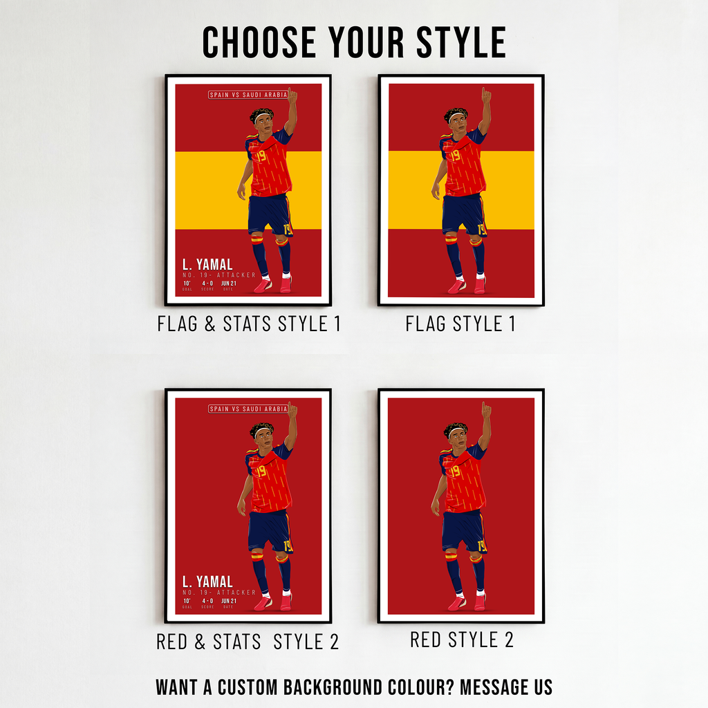 Lamine Yamal Spain Poster | Hand-Drawn Illustration | World Cup Football Art