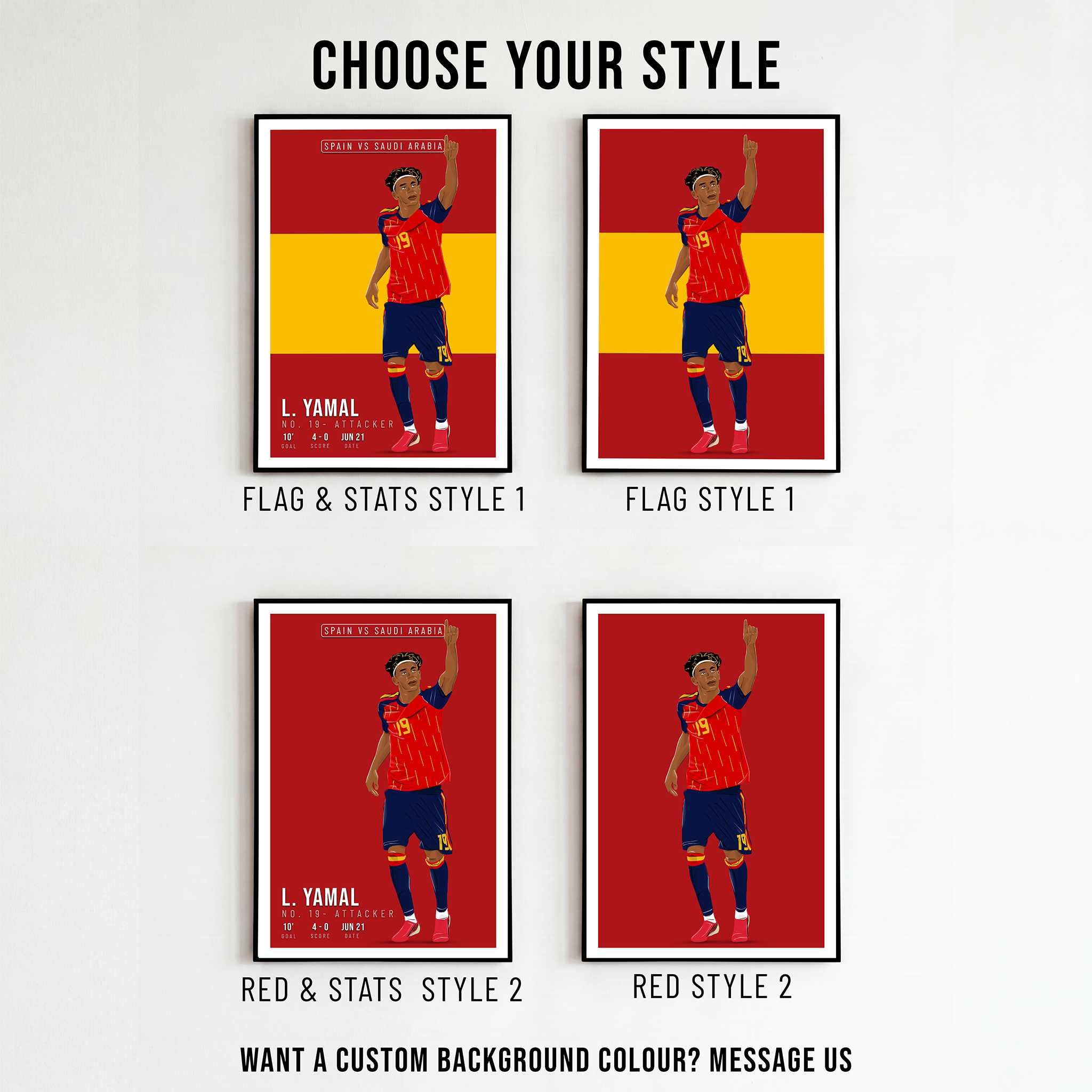 Lamine Yamal Spain Poster | Hand-Drawn Illustration | World Cup Football Art