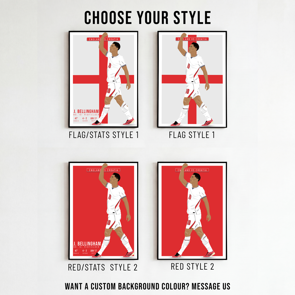 Jude Bellingham England Poster | Hand-Drawn Illustration | World Cup Football Art