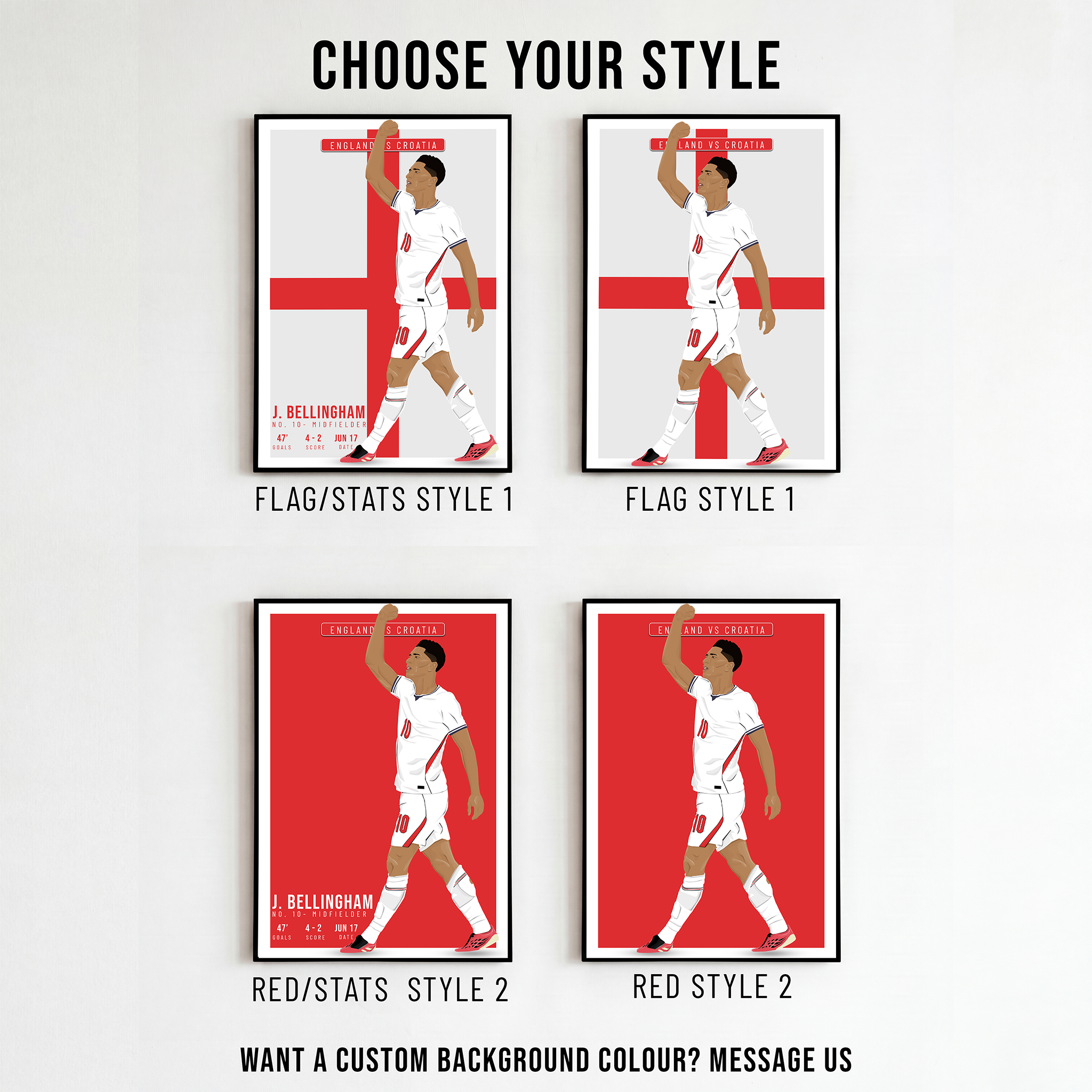 Jude Bellingham England Poster | Hand-Drawn Illustration | World Cup Football Art