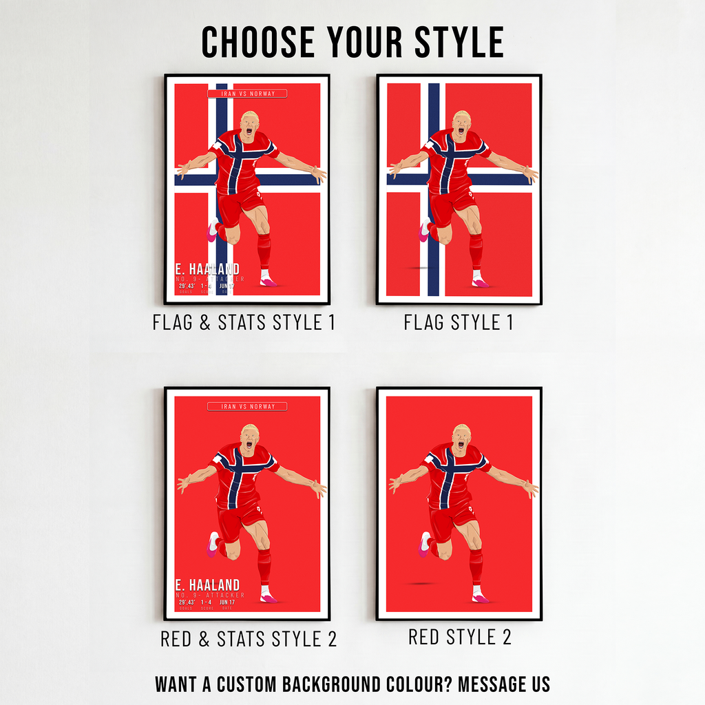 Erling Haaland Norway Poster | Hand-Drawn Illustration | World Cup Football Art