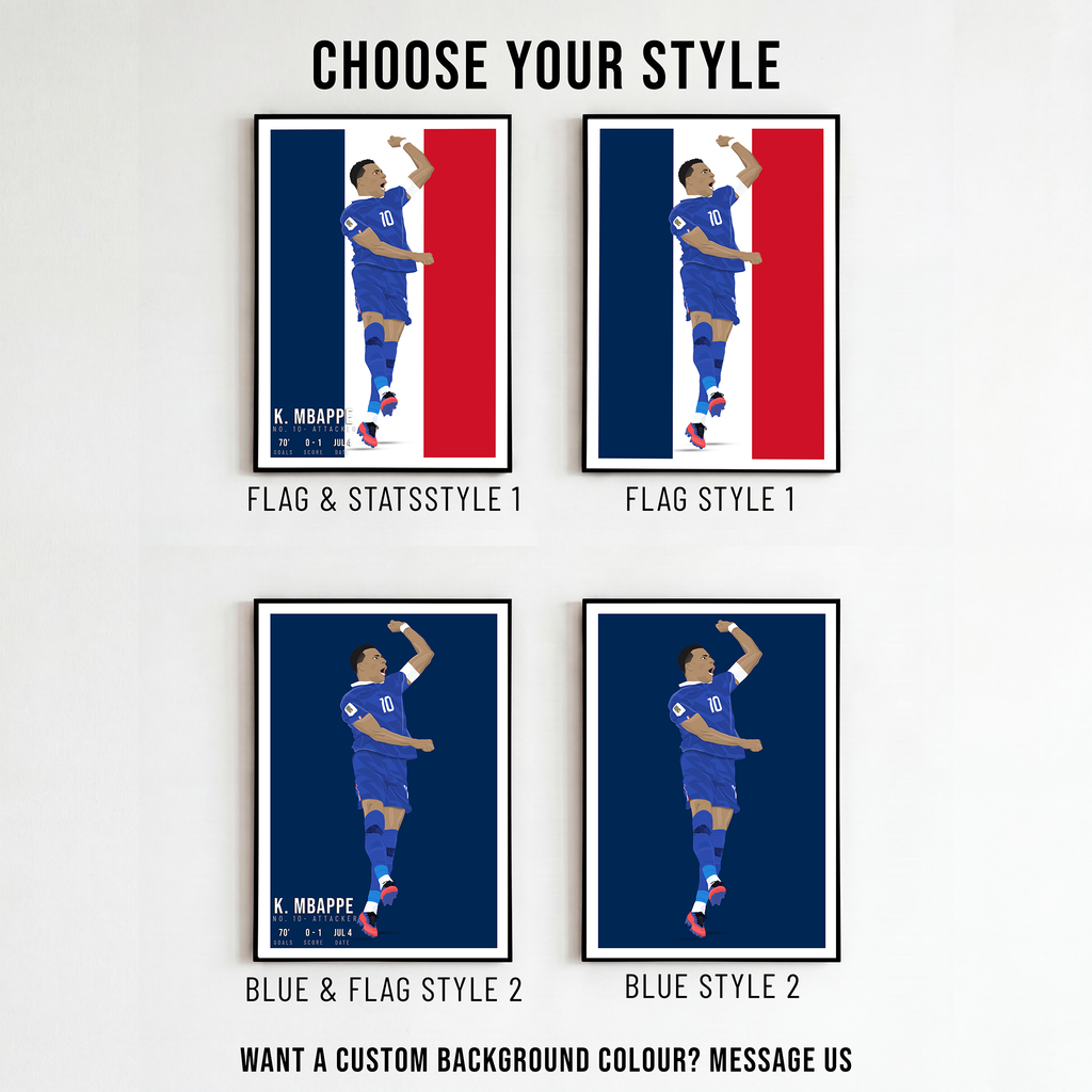 Kylian Mbappe France FC Poster | Hand-Drawn Illustration | Football Art