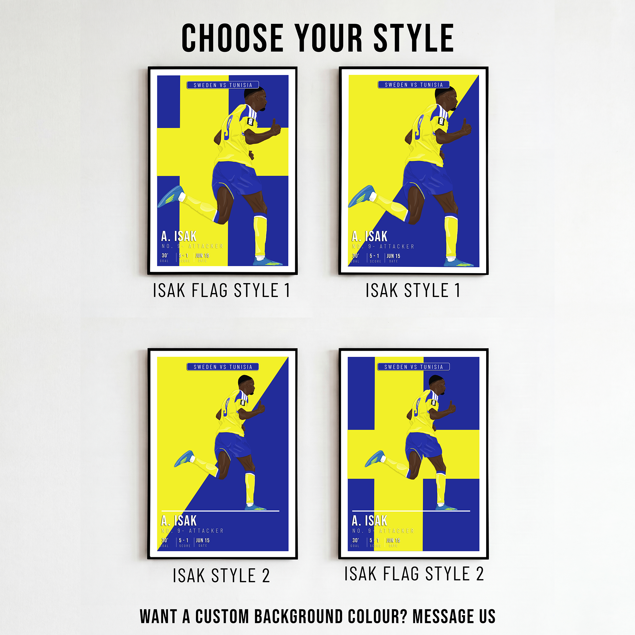 Alexander Isak Sweden Poster | Hand-Drawn Illustration | World Cup Football Art