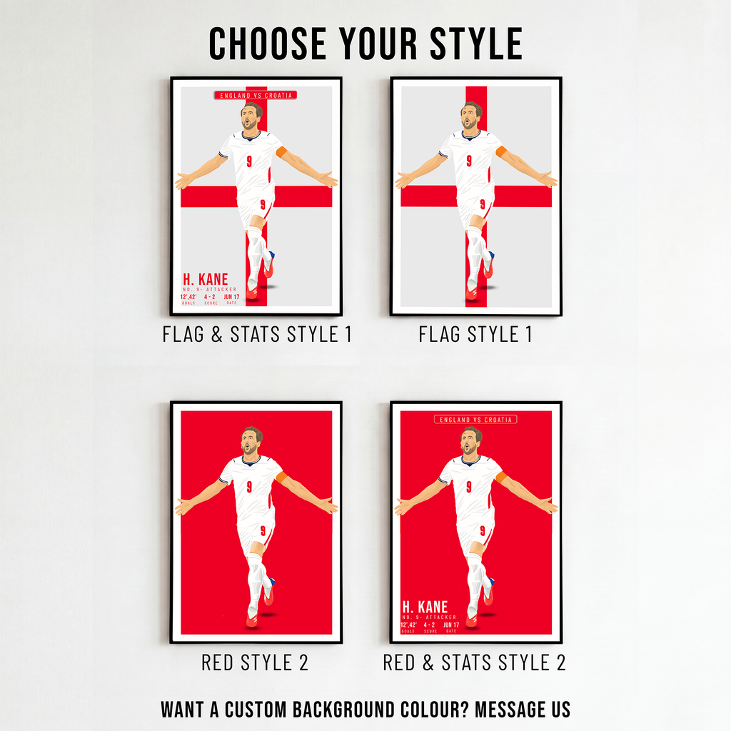 Harry Kane England Poster | Hand-Drawn Illustration | World Cup Football Art