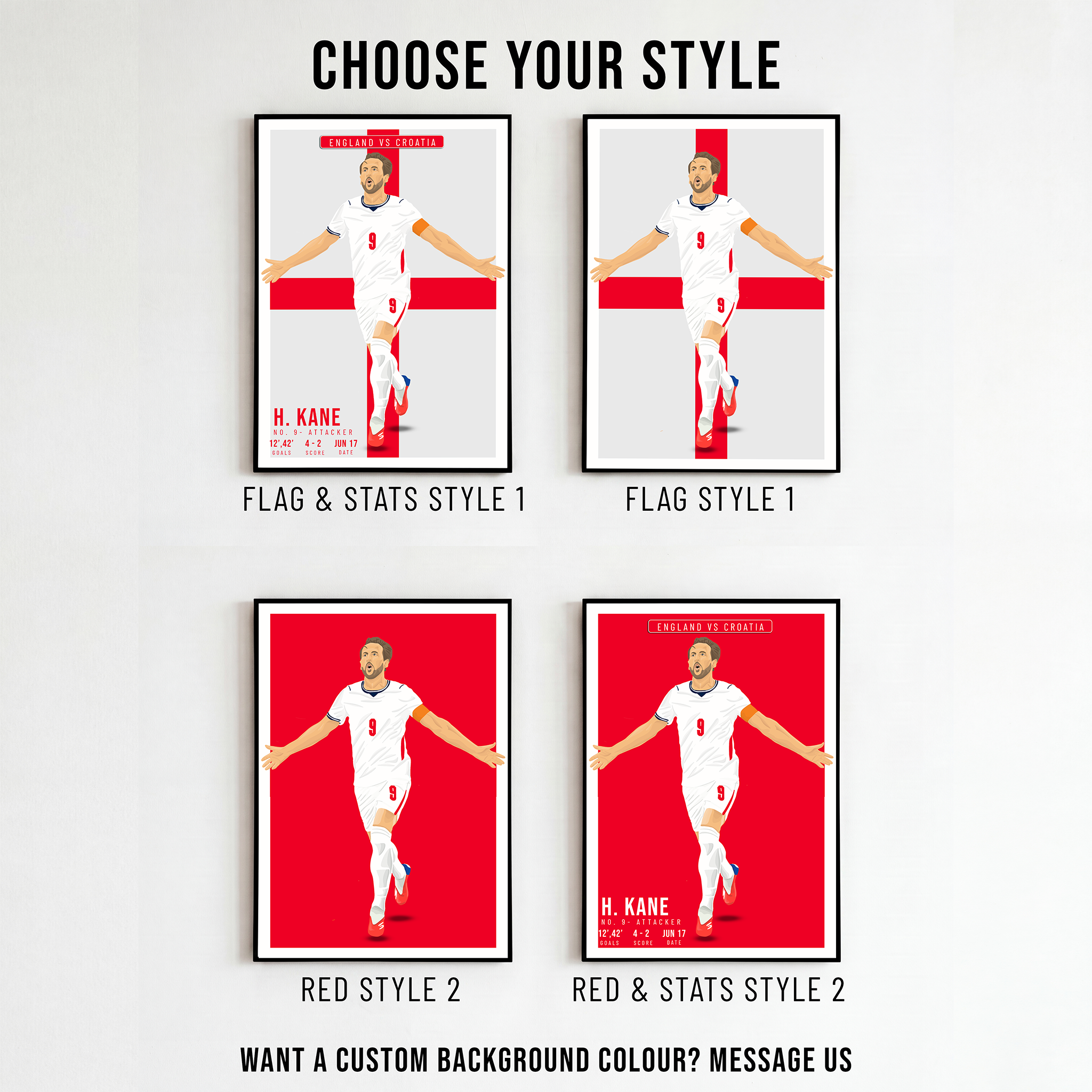 Harry Kane England Poster | Hand-Drawn Illustration | World Cup Football Art