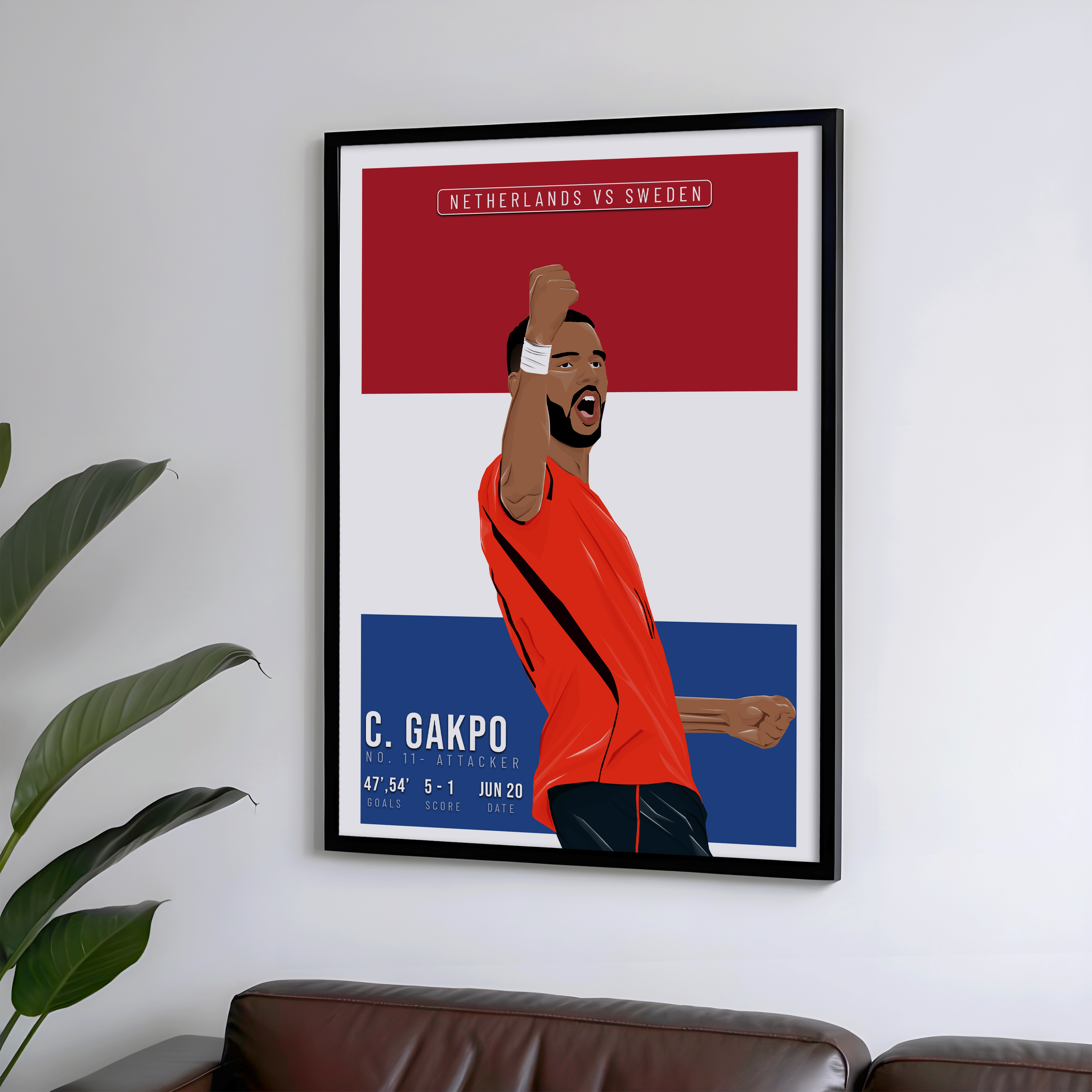 Cody Gakpo Netherlands Poster | Hand-Drawn Illustration | World Cup Football Art