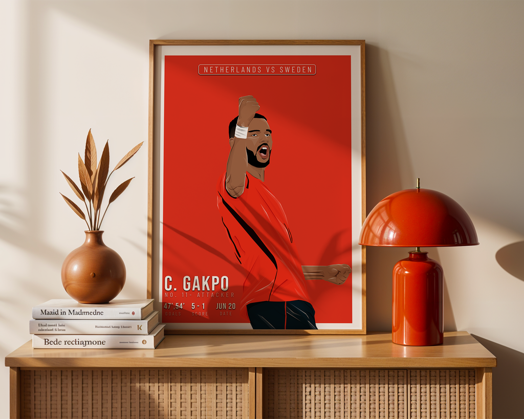 Cody Gakpo Netherlands Poster | Hand-Drawn Illustration | World Cup Football Art