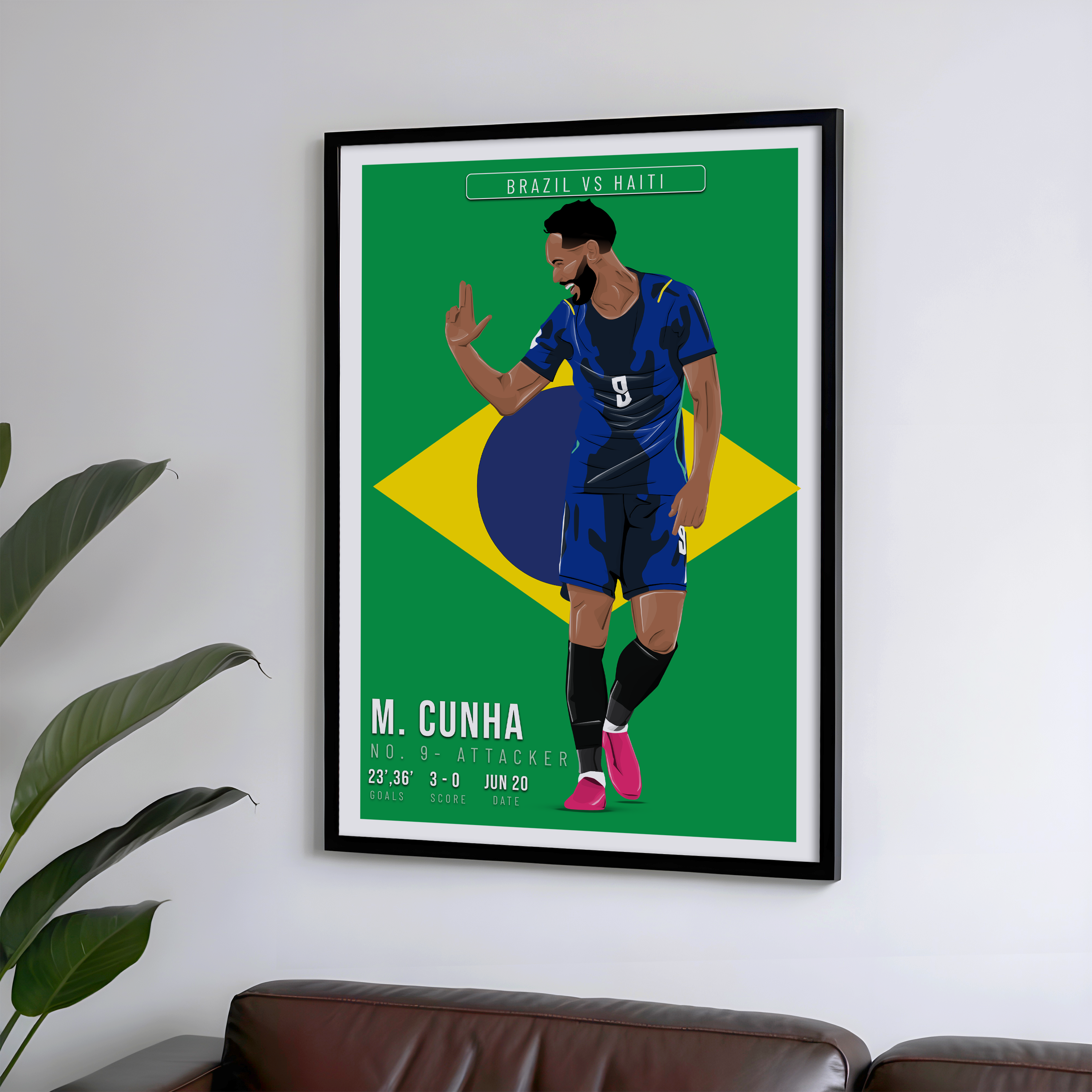 Matheus Cunha Brazil Poster | Hand-Drawn Illustration | World Cup Football Art