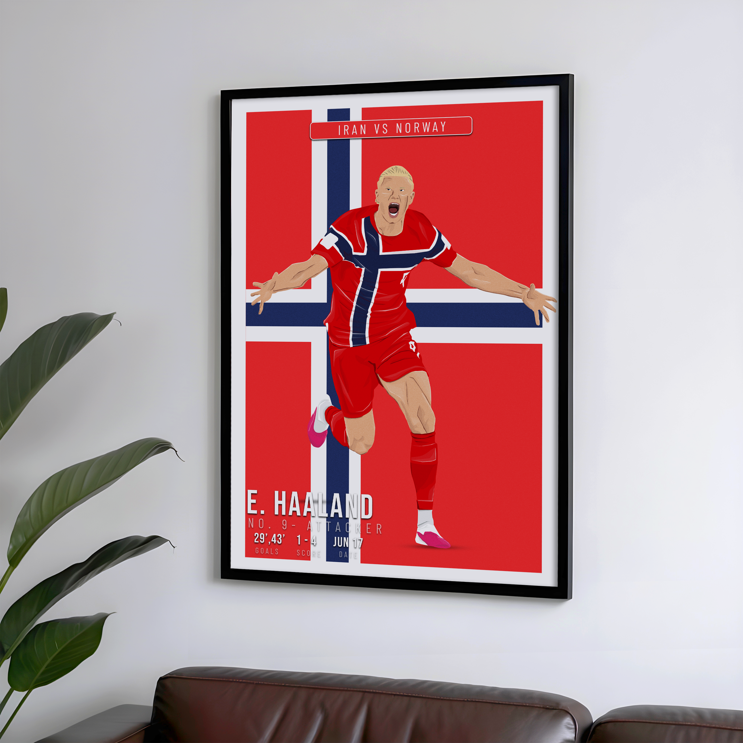 Erling Haaland Norway Poster | Hand-Drawn Illustration | World Cup Football Art