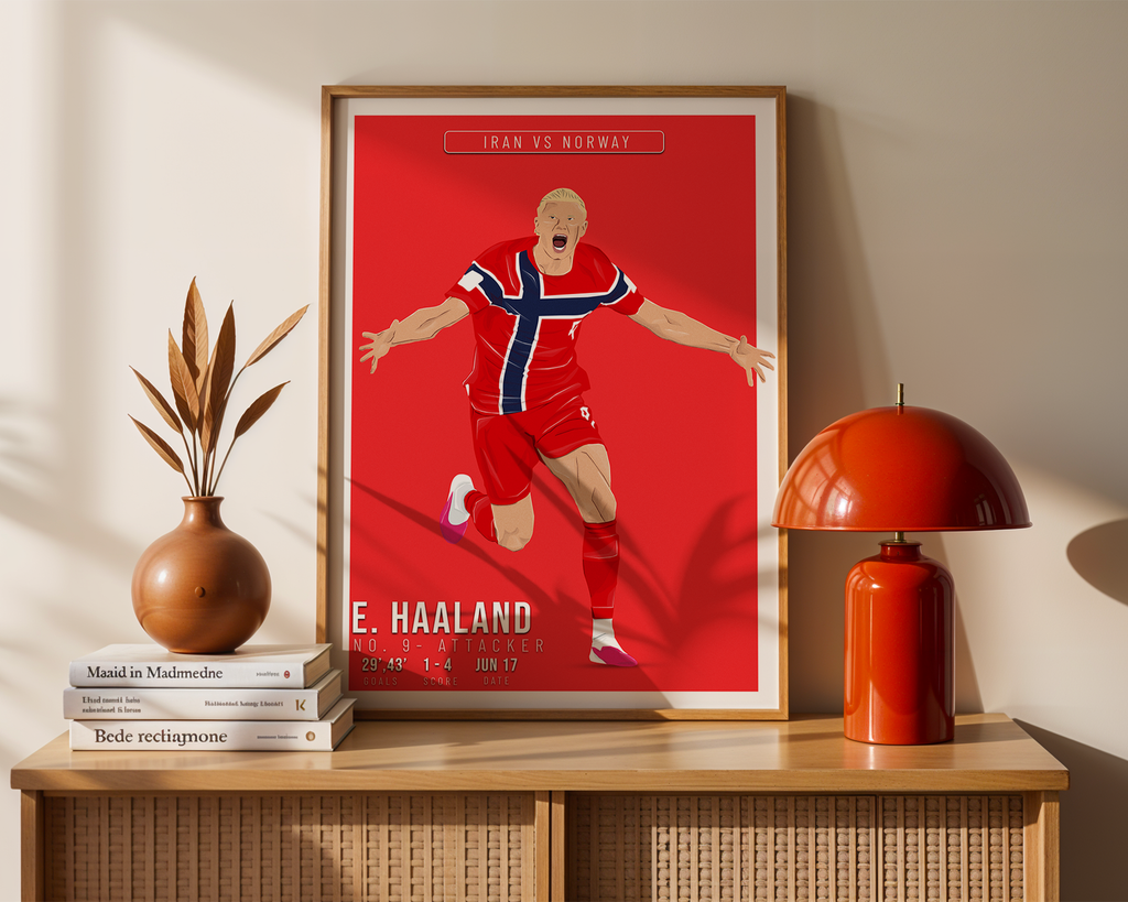 Erling Haaland Norway Poster | Hand-Drawn Illustration | World Cup Football Art