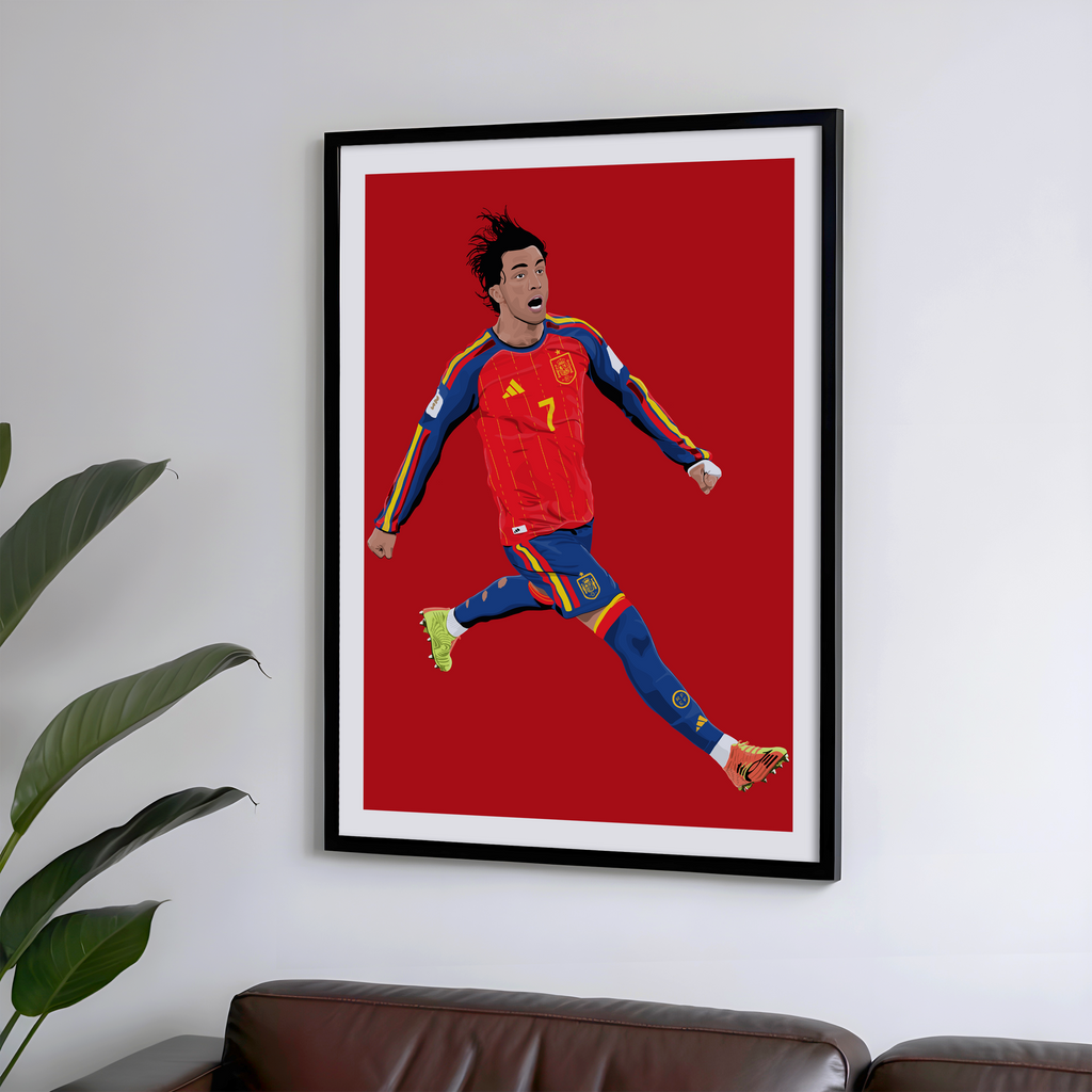 Ferran Torres- World Cup Winning Goal Poster | Hand-Drawn Illustration Print
