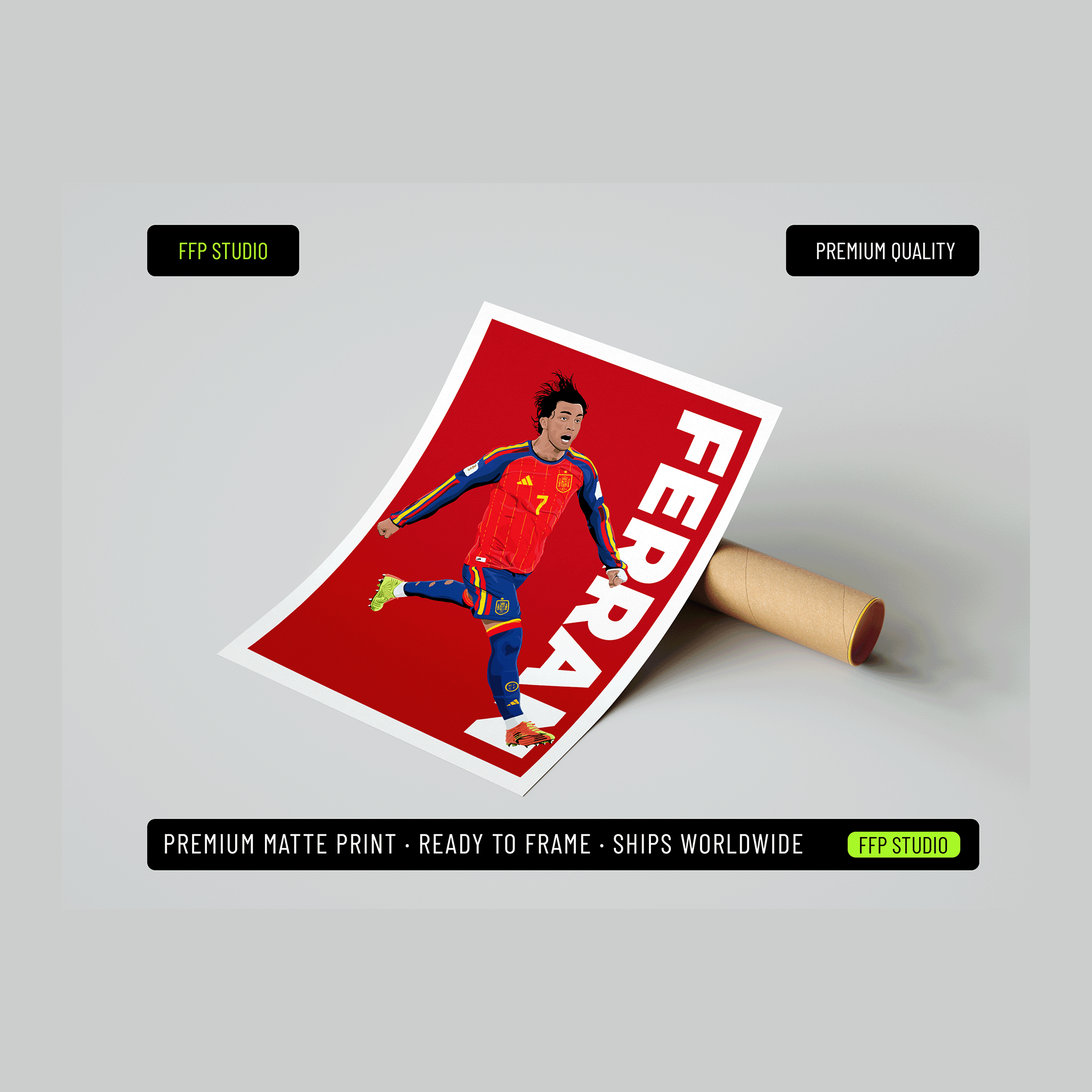 Ferran Torres- World Cup Winning Goal Poster | Hand-Drawn Illustration Print