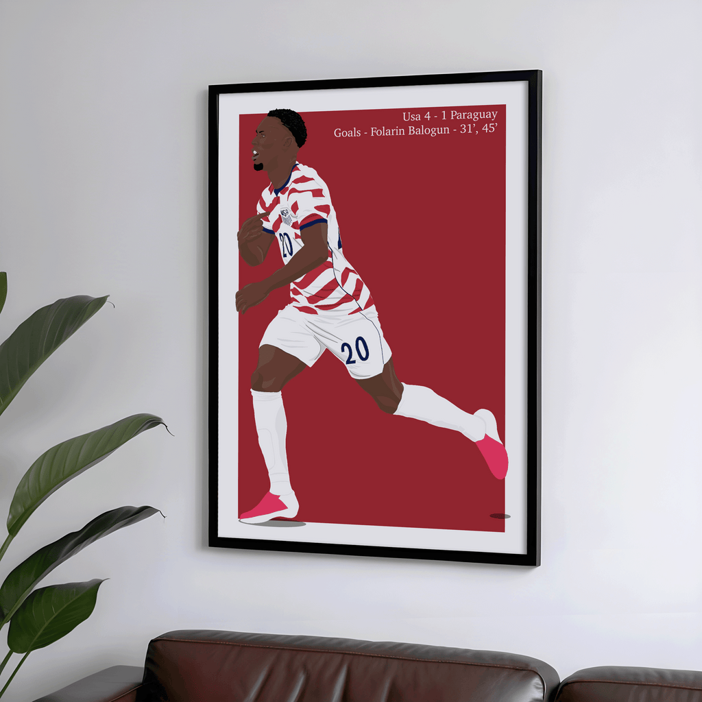 Folarin Balogun - USA Goal Vs Paraguay World Cup Illustration Poster