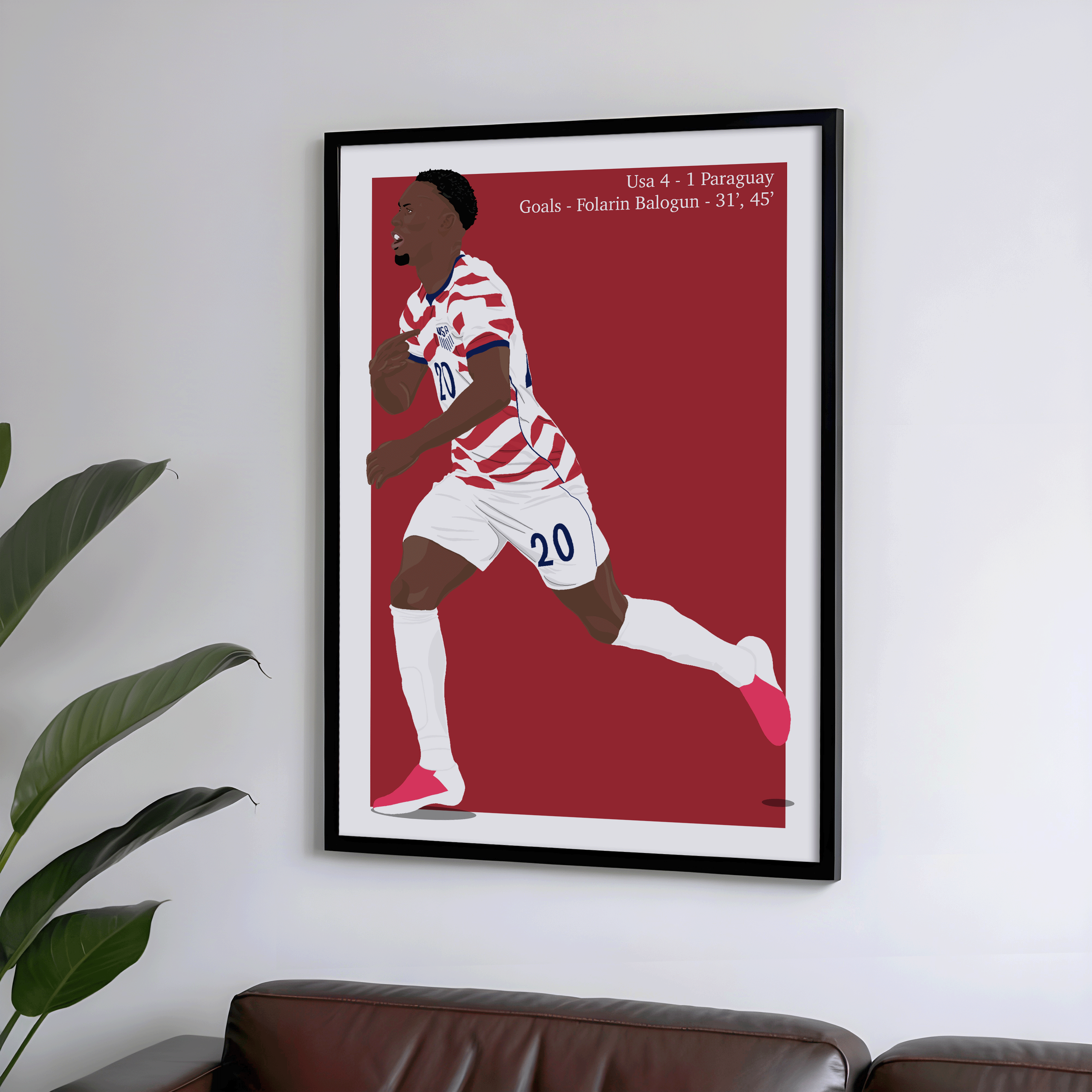 Folarin Balogun - USA Goal Vs Paraguay World Cup Illustration Poster