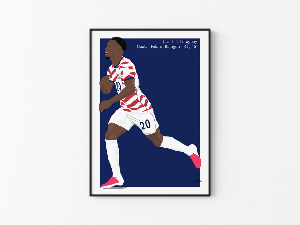 Folarin Balogun - USA Goal Vs Paraguay World Cup Illustration Poster