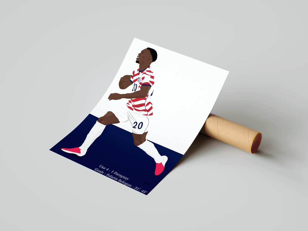 Folarin Balogun - USA Goal Vs Paraguay World Cup Illustration Poster
