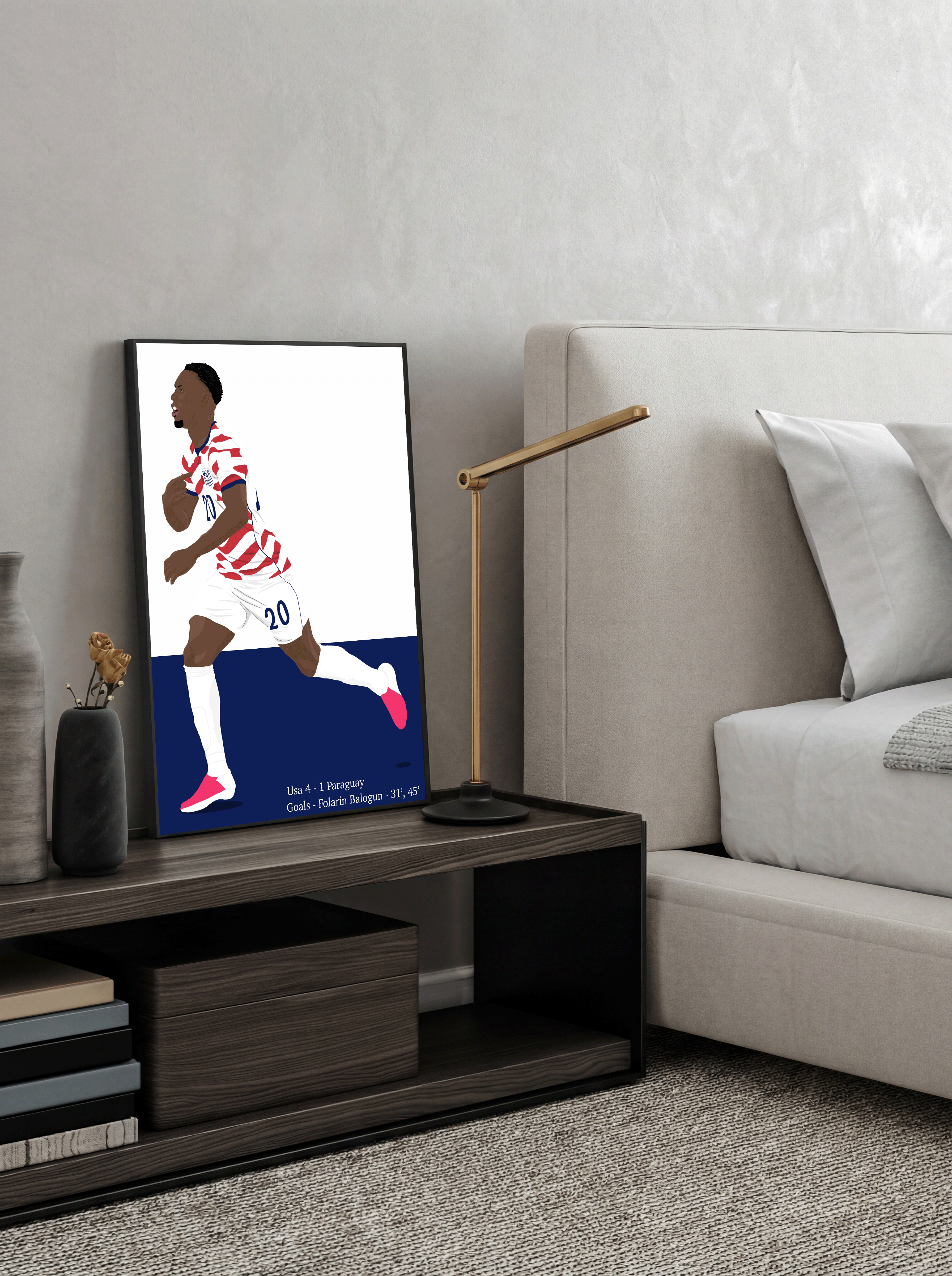 Folarin Balogun - USA Goal Vs Paraguay World Cup Illustration Poster