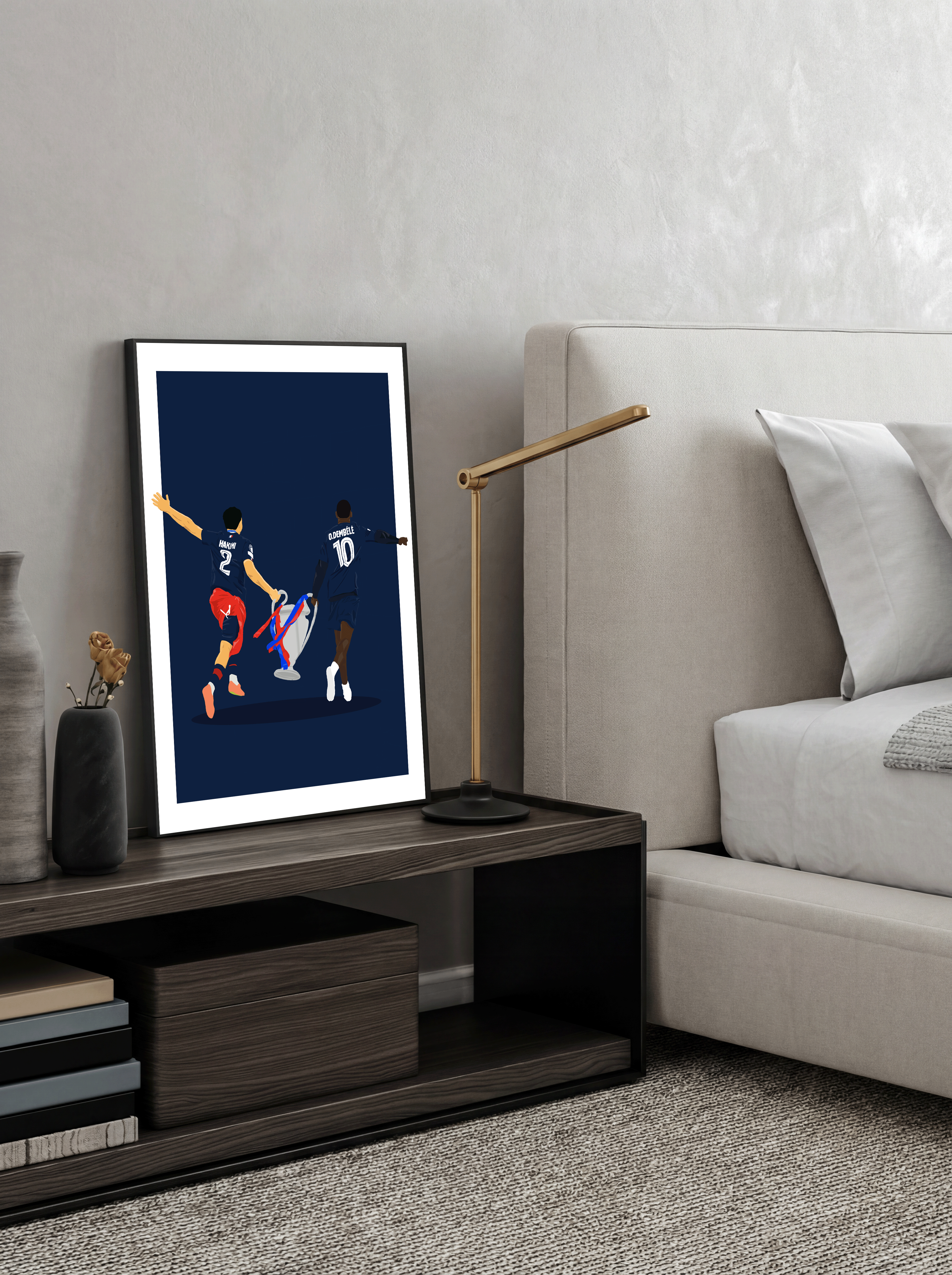 Hakimi & Dembele UCL Winners - Illustrations Poster
