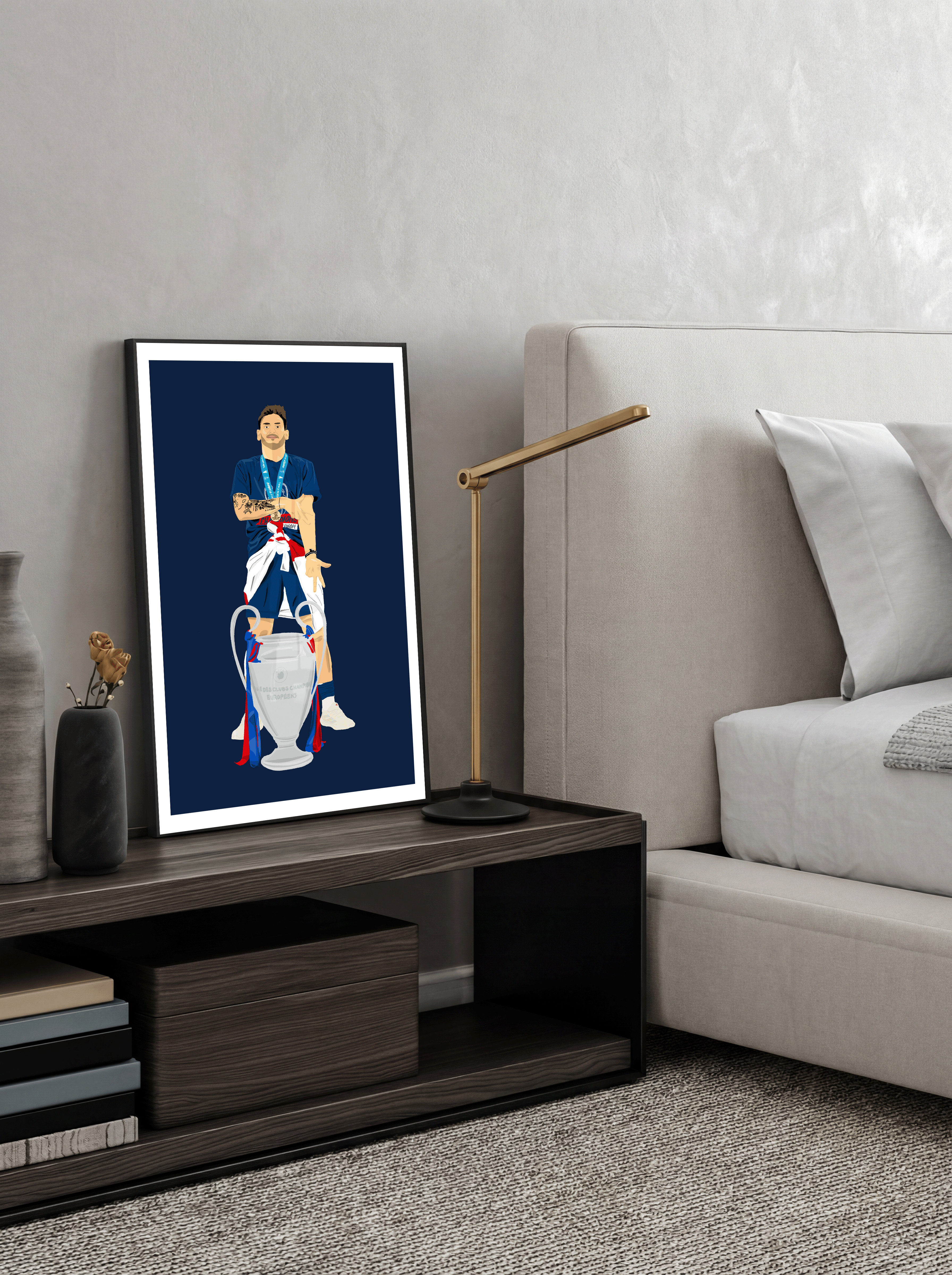 Khvicha Kvaratskhelia - PSG Champions League Illustration Poster