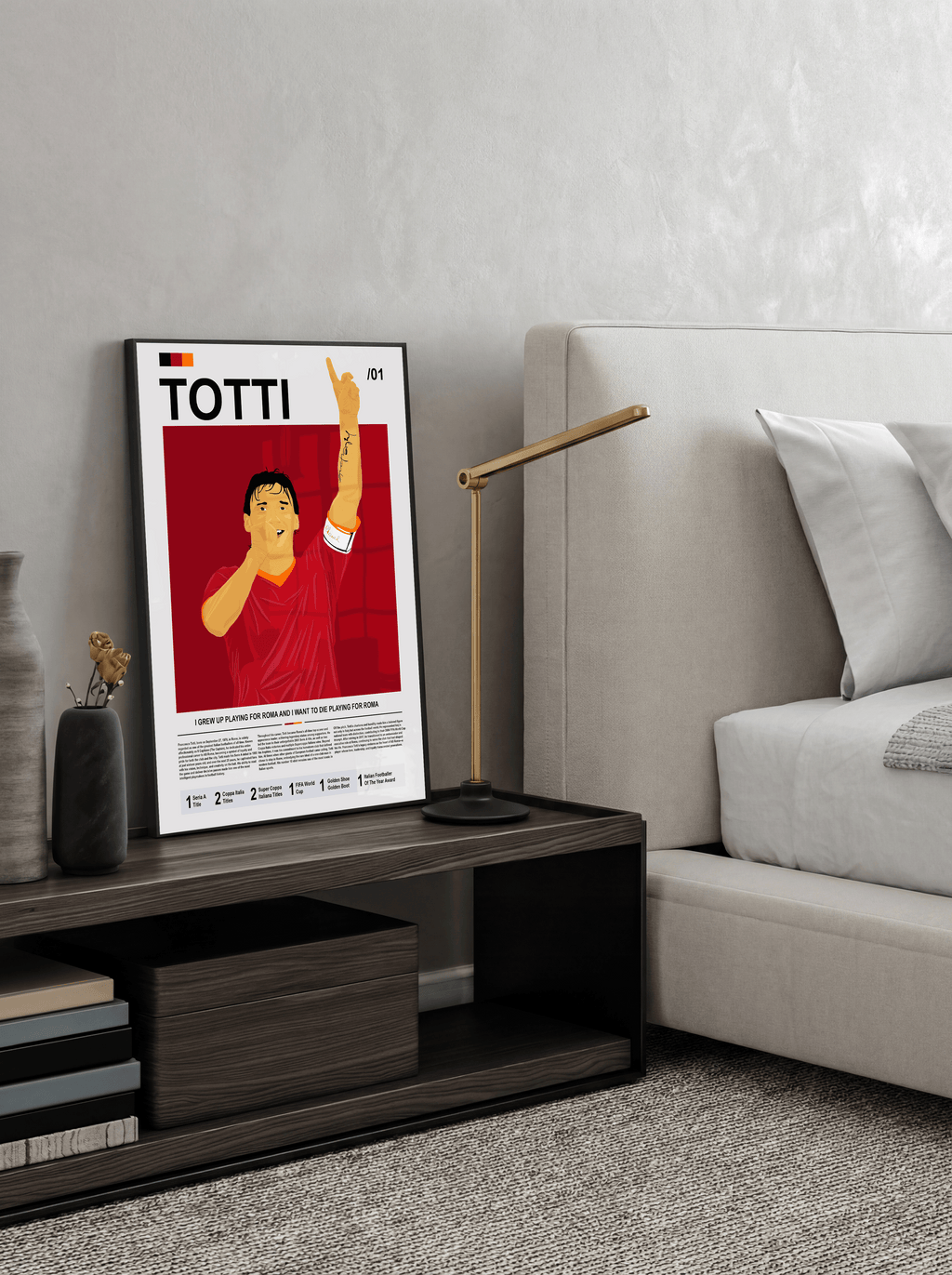 Francesco Totti Bio - AS Roma Illustration Poster