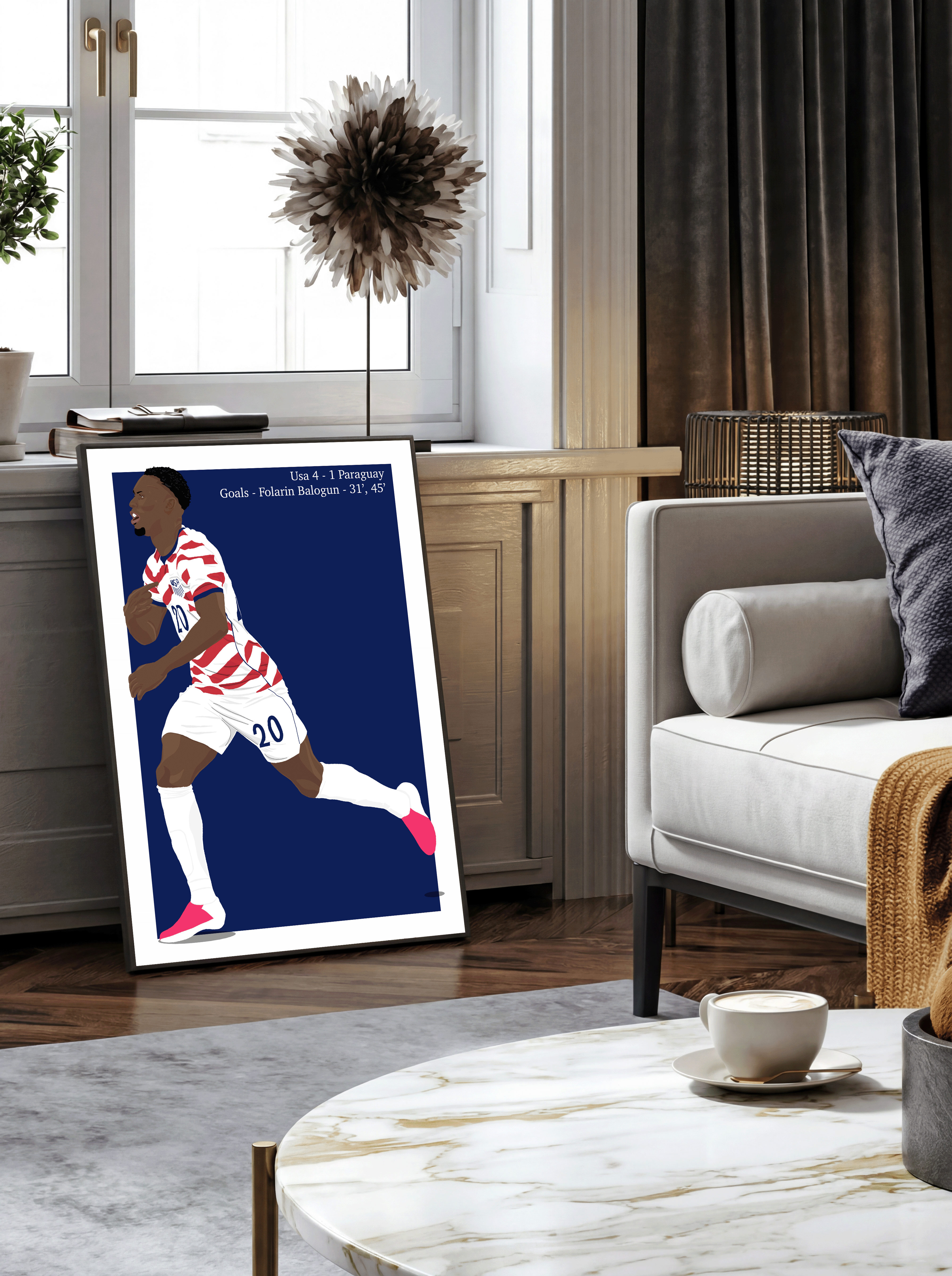 Folarin Balogun - USA Goal Vs Paraguay World Cup Illustration Poster