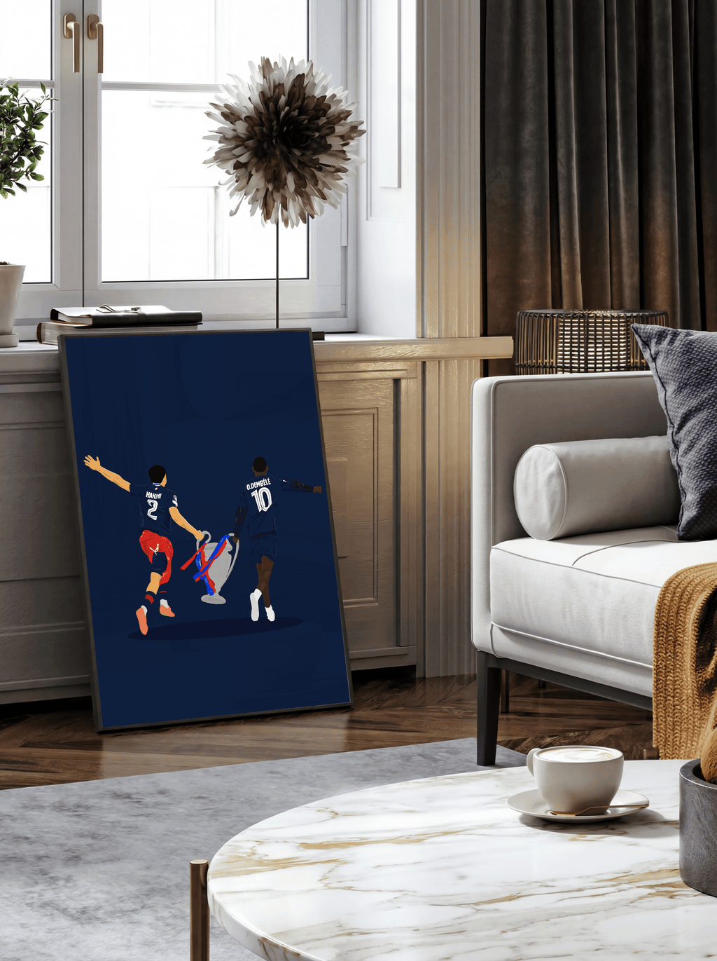 Hakimi & Dembele UCL Winners - Illustrations Poster