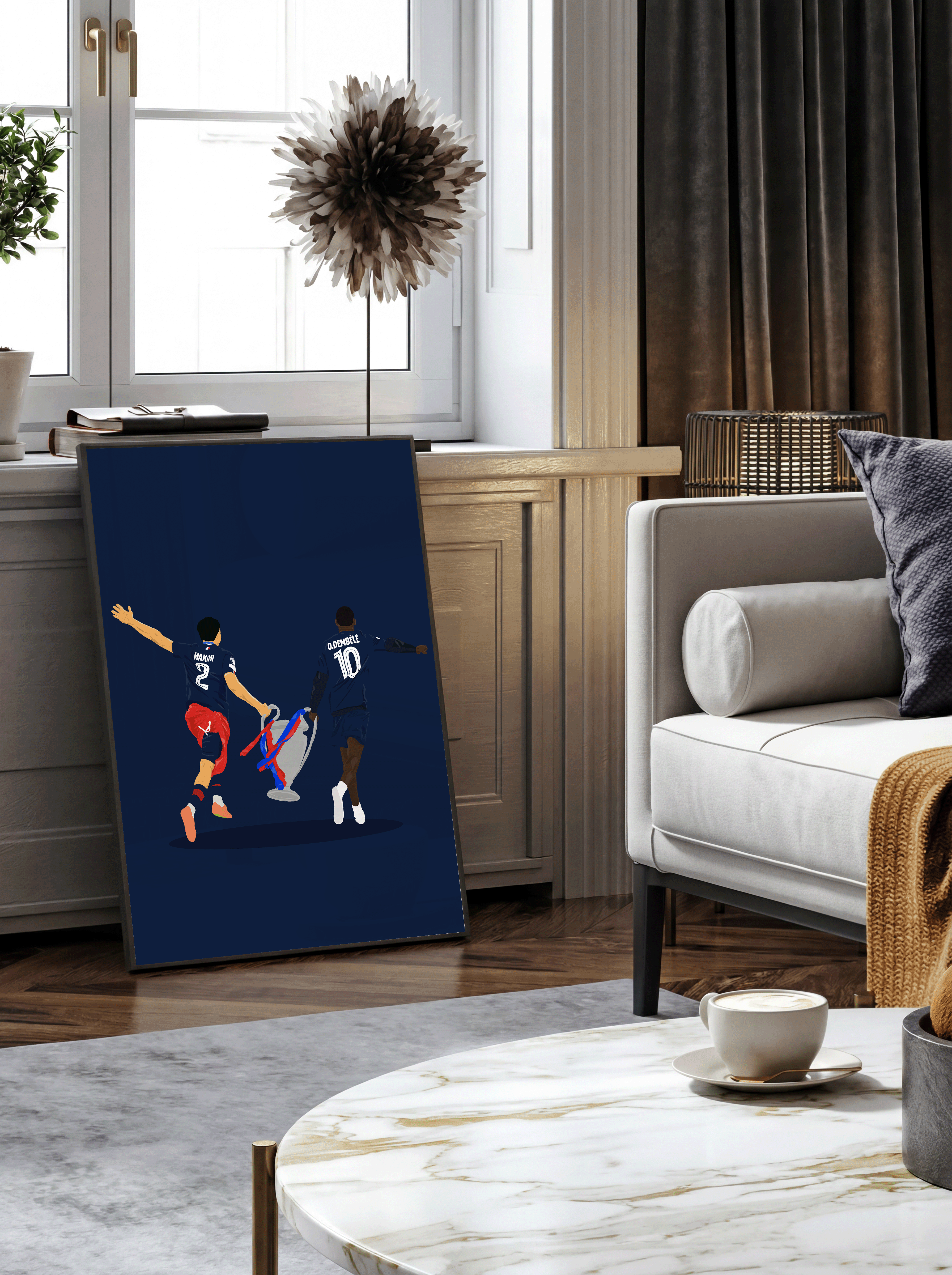 Hakimi & Dembele UCL Winners - Illustrations Poster