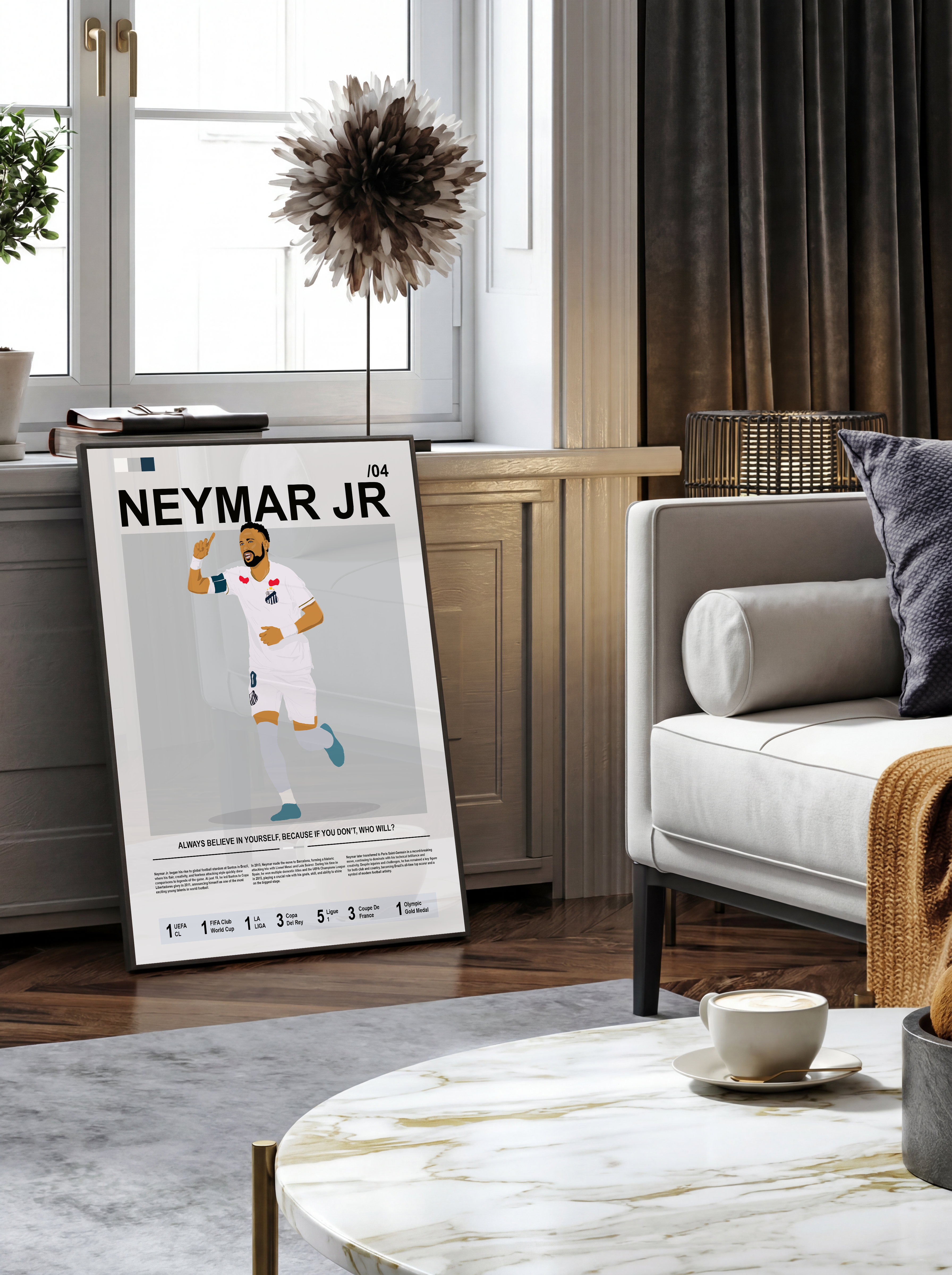 Neymar Jr Bio - Santos Illustration Poster