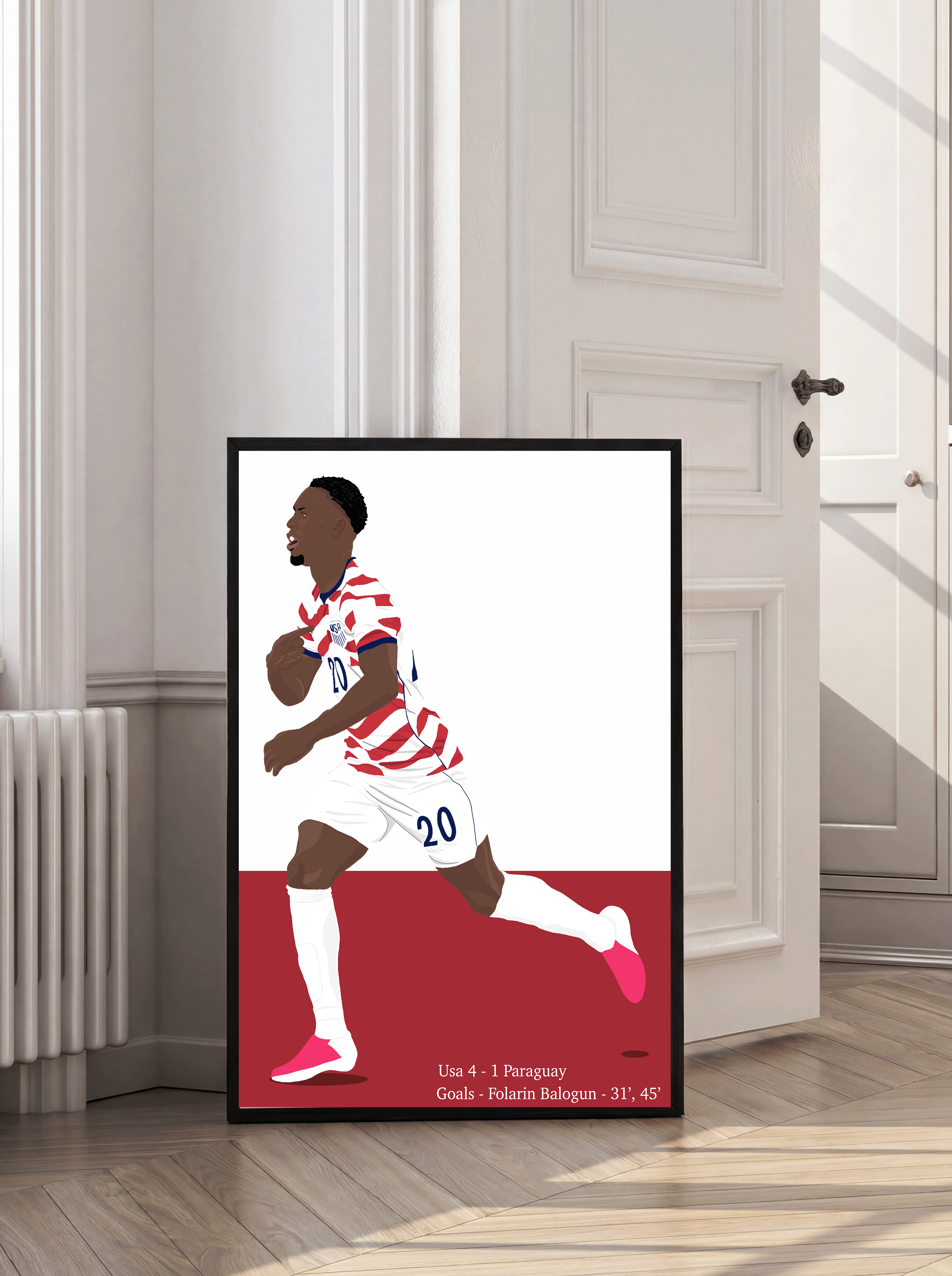 Folarin Balogun - USA Goal Vs Paraguay World Cup Illustration Poster