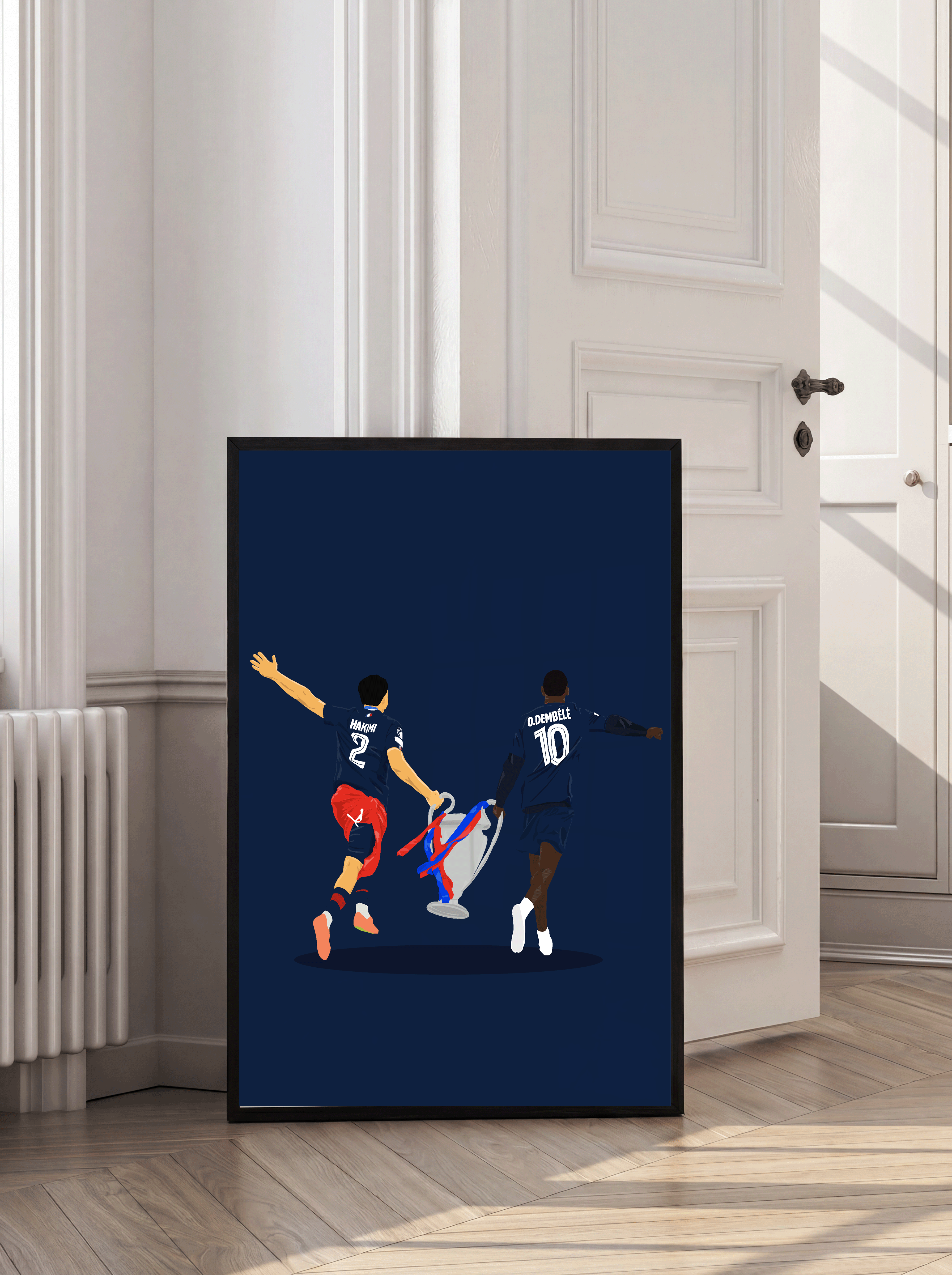 Hakimi & Dembele UCL Winners - Illustrations Poster