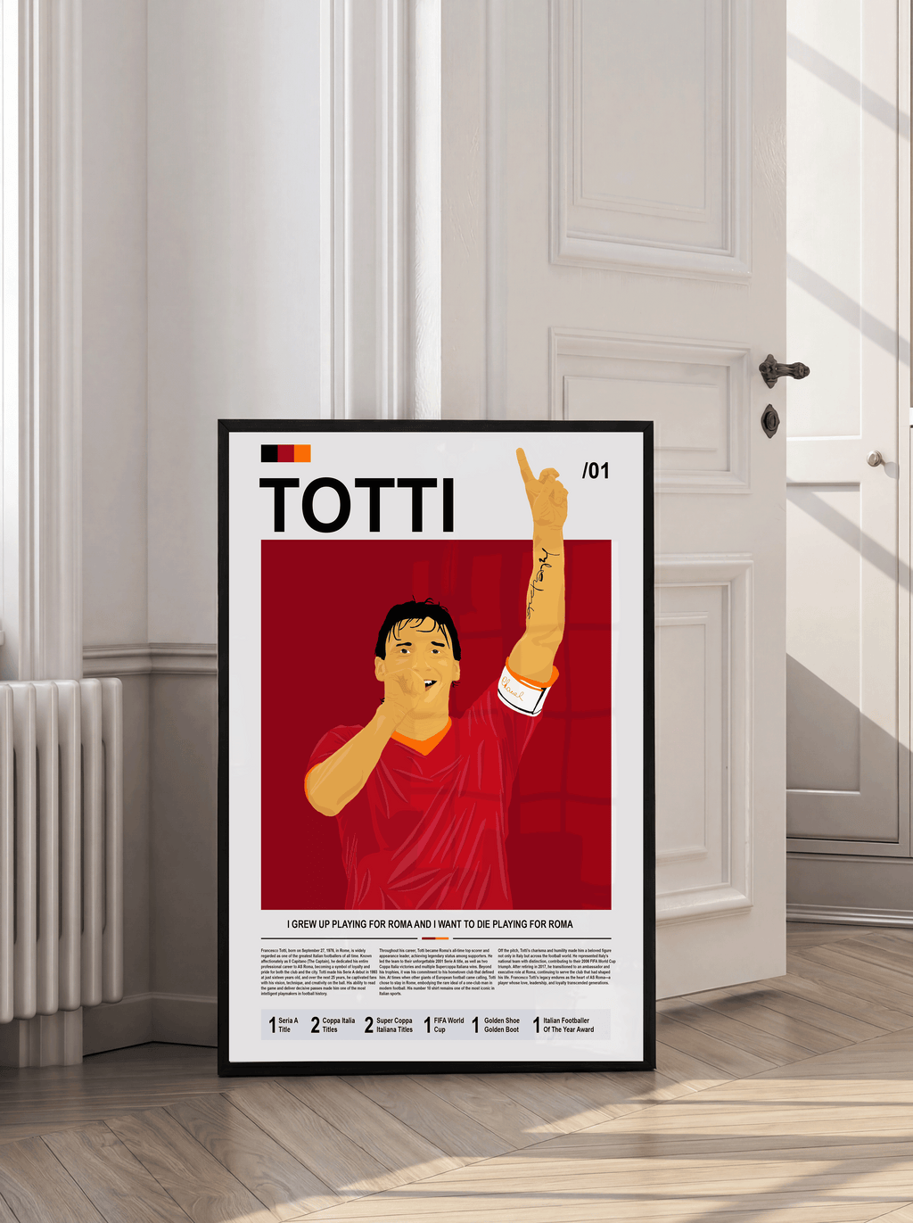 Francesco Totti Bio - AS Roma Illustration Poster