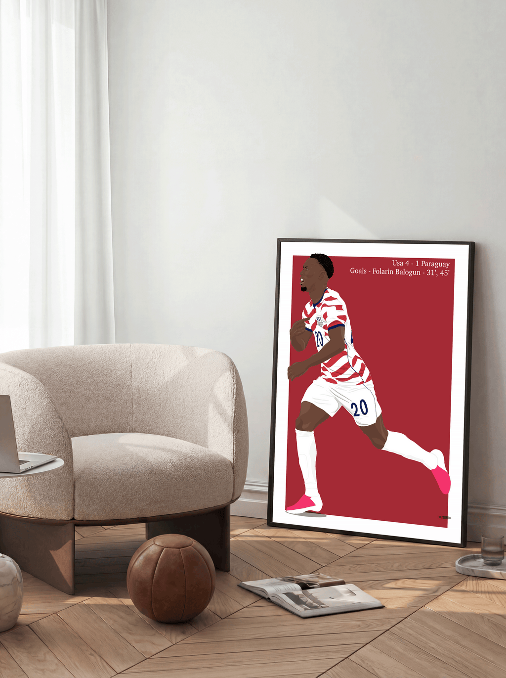 Folarin Balogun - USA Goal Vs Paraguay World Cup Illustration Poster