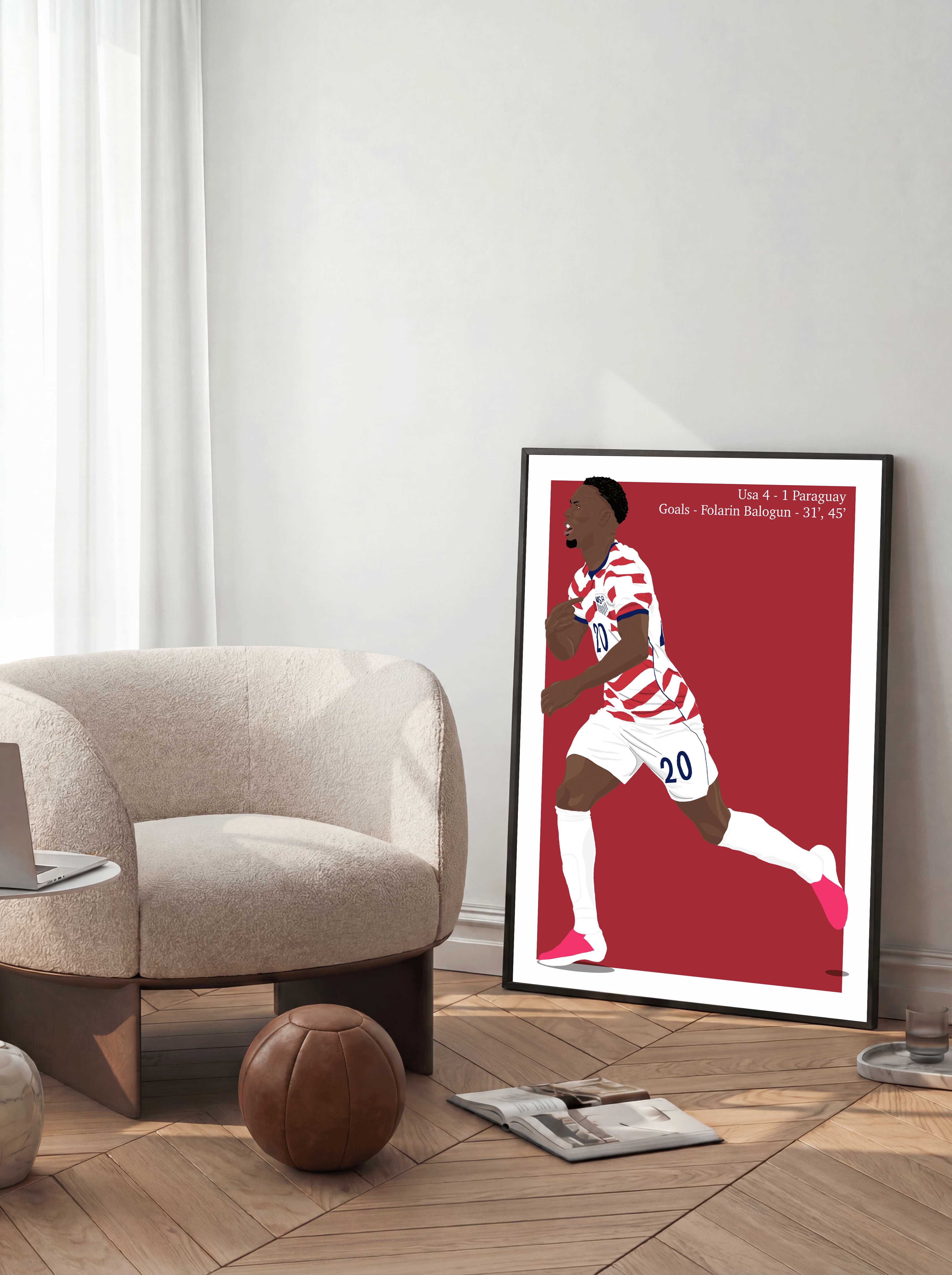 Folarin Balogun - USA Goal Vs Paraguay World Cup Illustration Poster