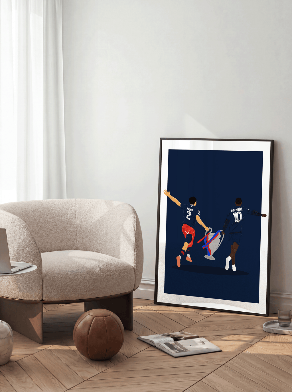 Hakimi & Dembele UCL Winners - Illustrations Poster