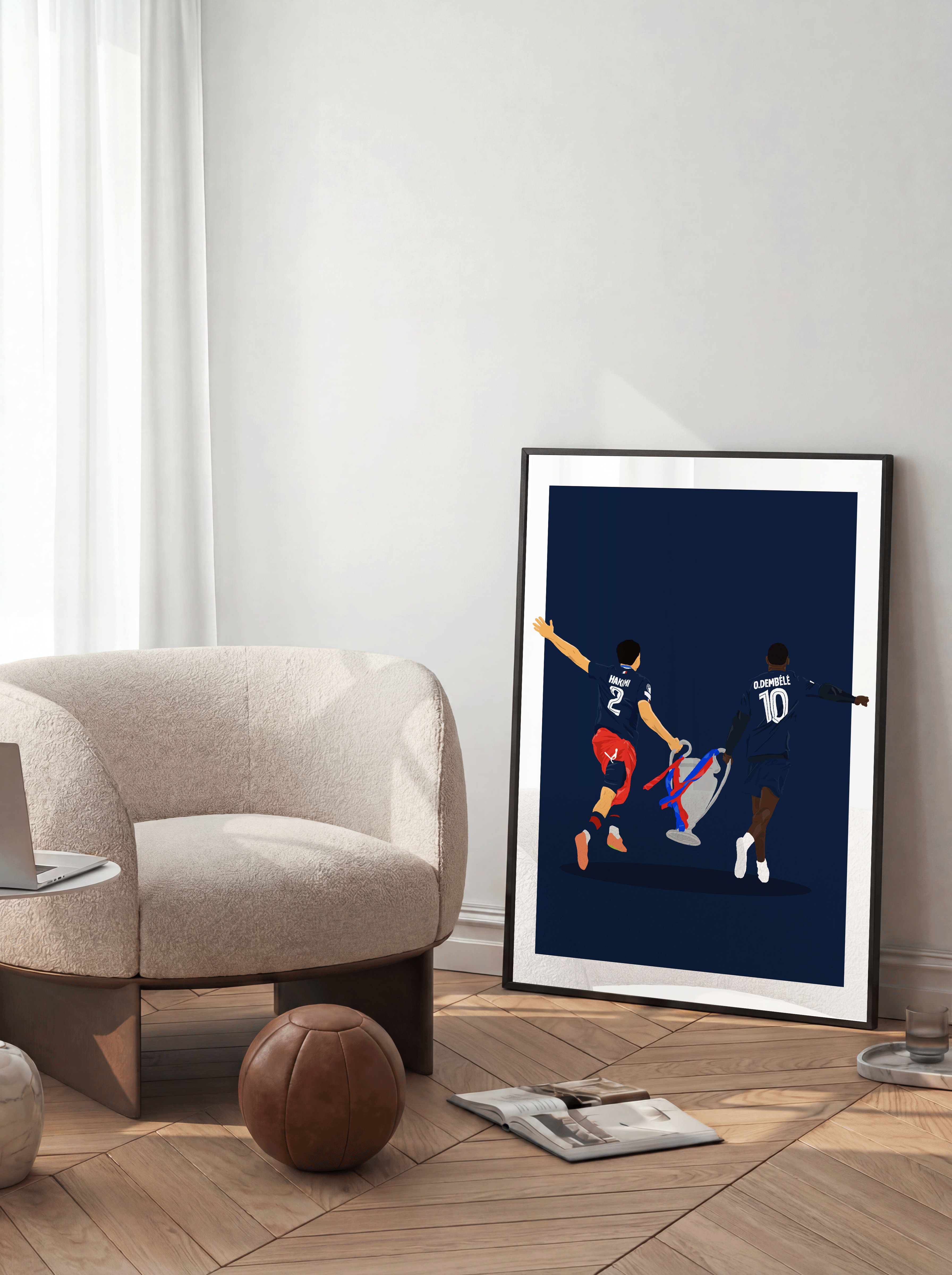 Hakimi & Dembele UCL Winners - Illustrations Poster
