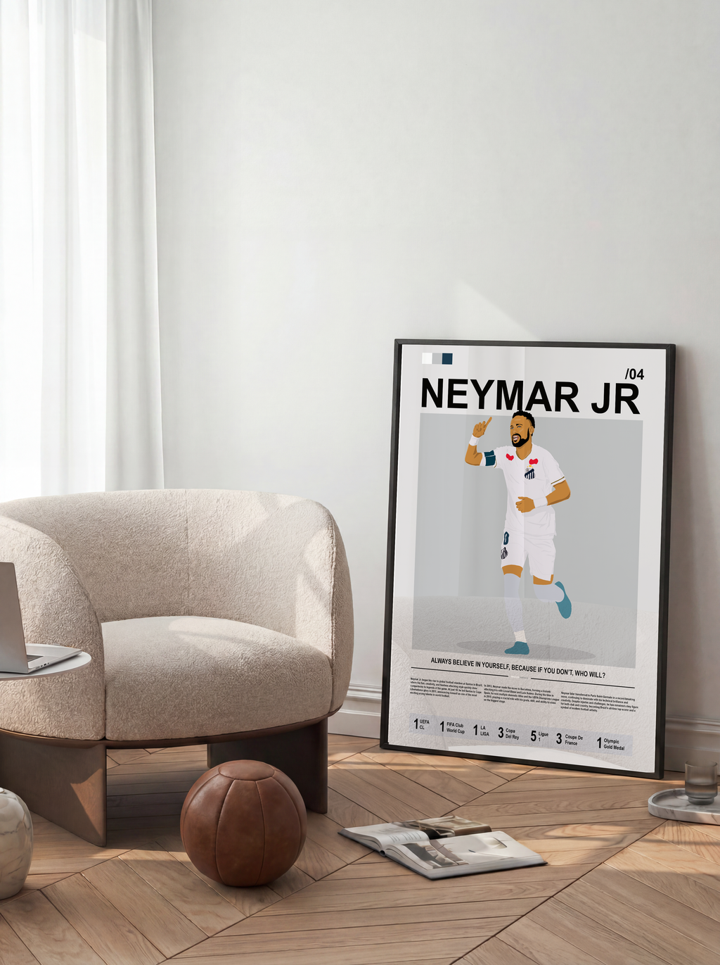 Neymar Jr Bio - Santos Illustration Poster