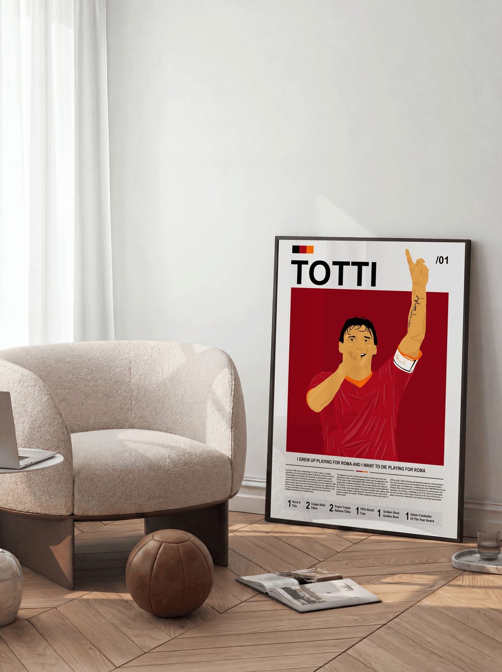 Francesco Totti Bio - AS Roma Illustration Poster