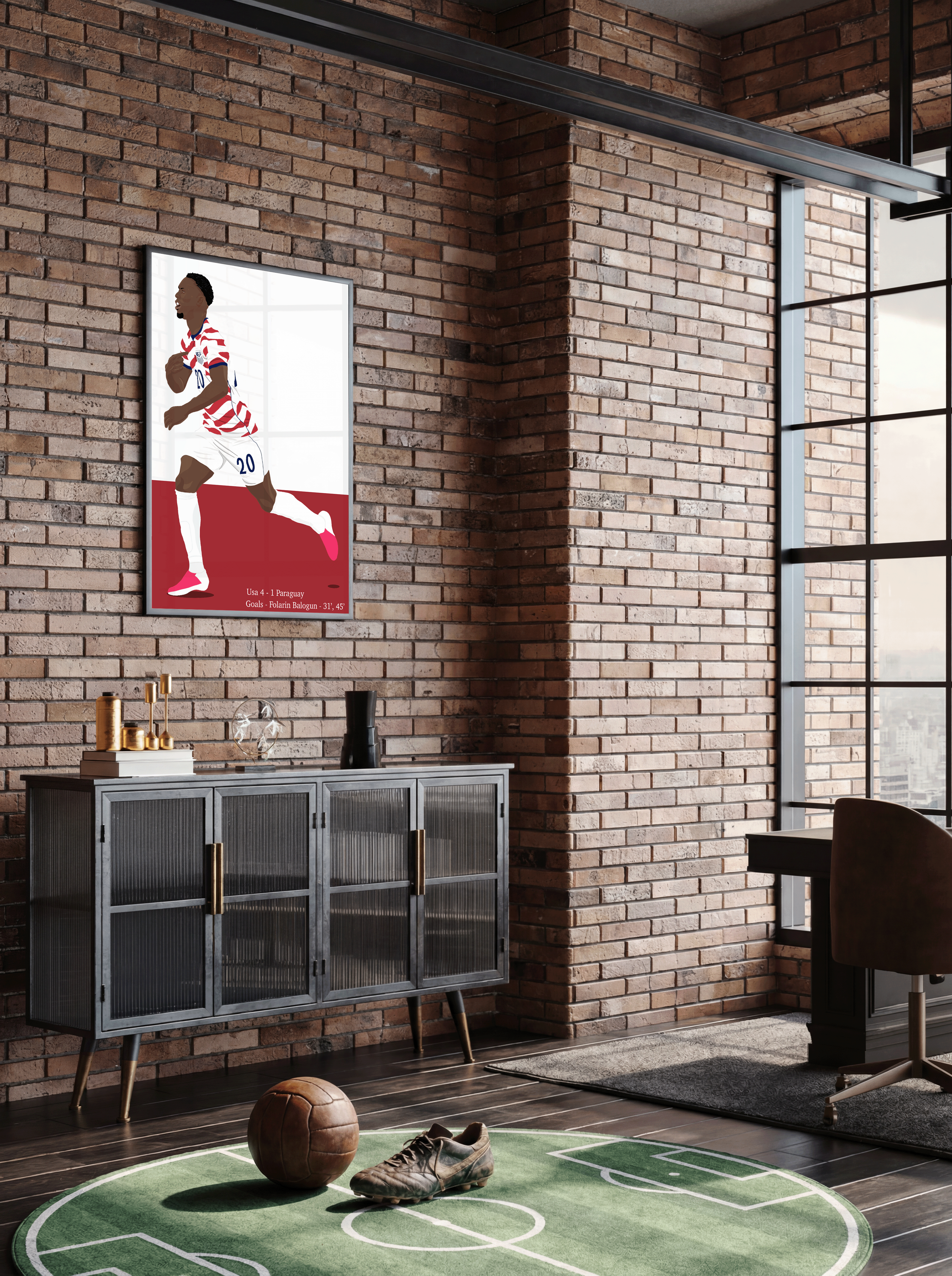 Folarin Balogun - USA Goal Vs Paraguay World Cup Illustration Poster