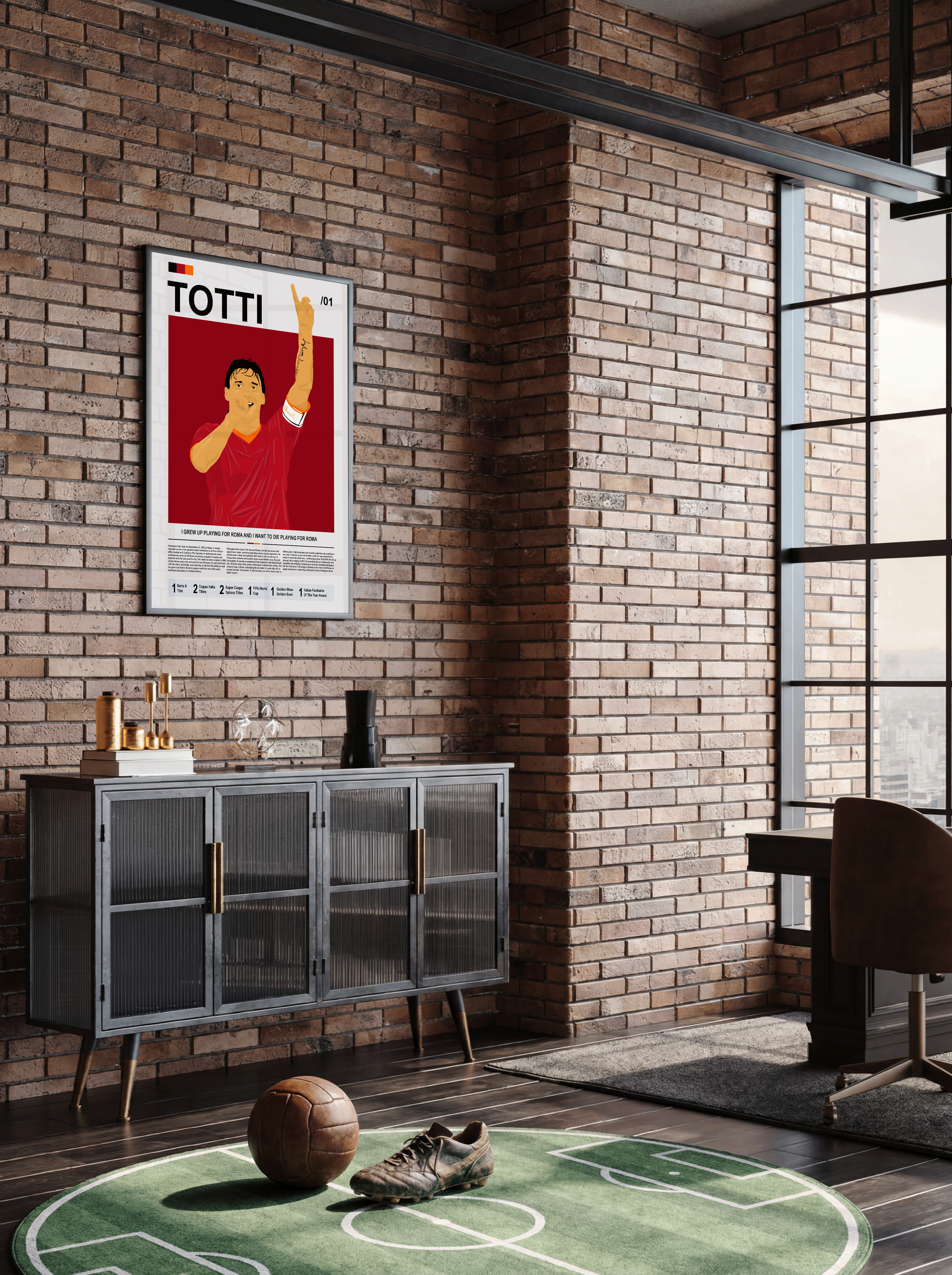 Francesco Totti Bio - AS Roma Illustration Poster